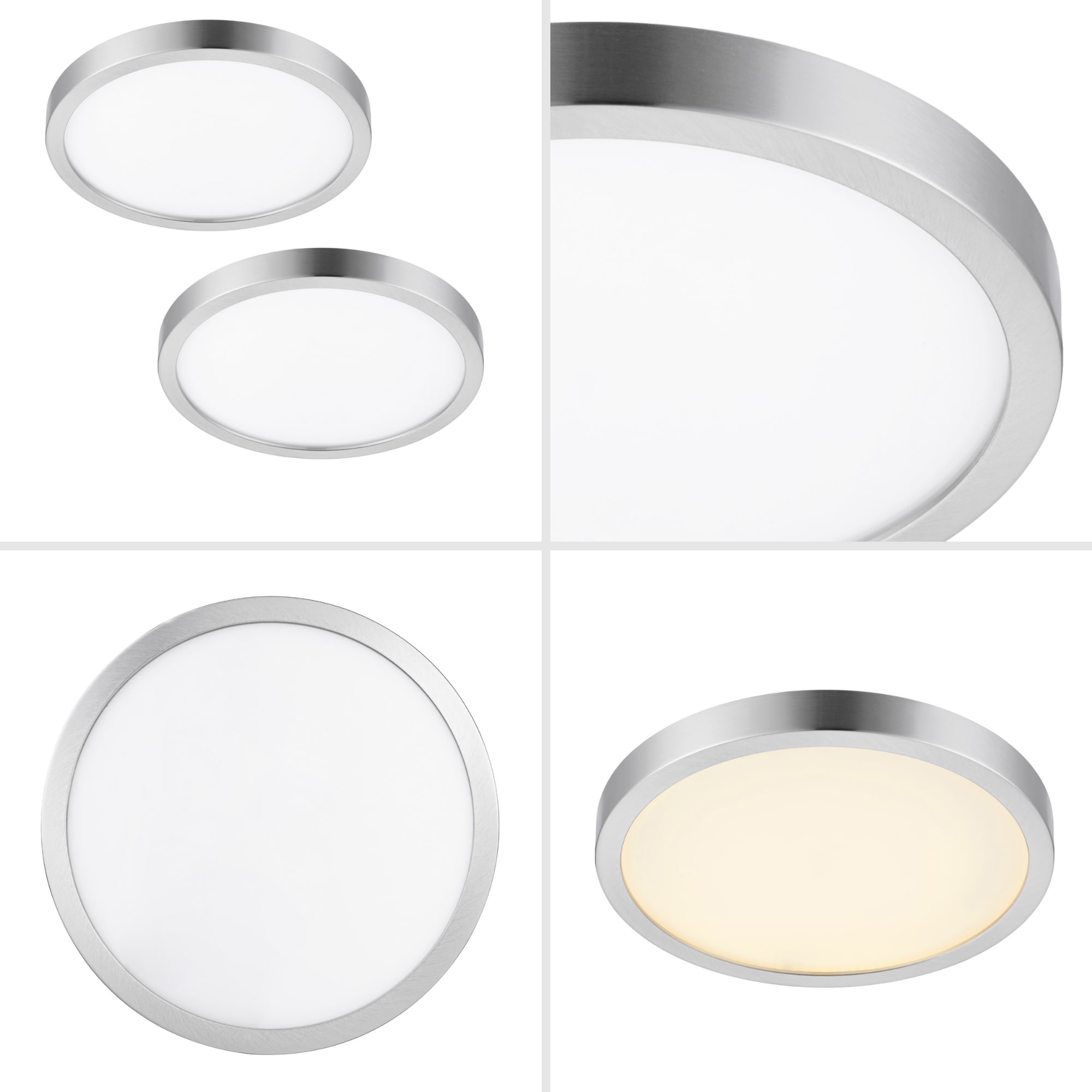 Project Source 1-Light 12-in Brushed LED department Light Flush at the Flush in STAR Mount Nickel (2-Pack) ENERGY Mount Lighting