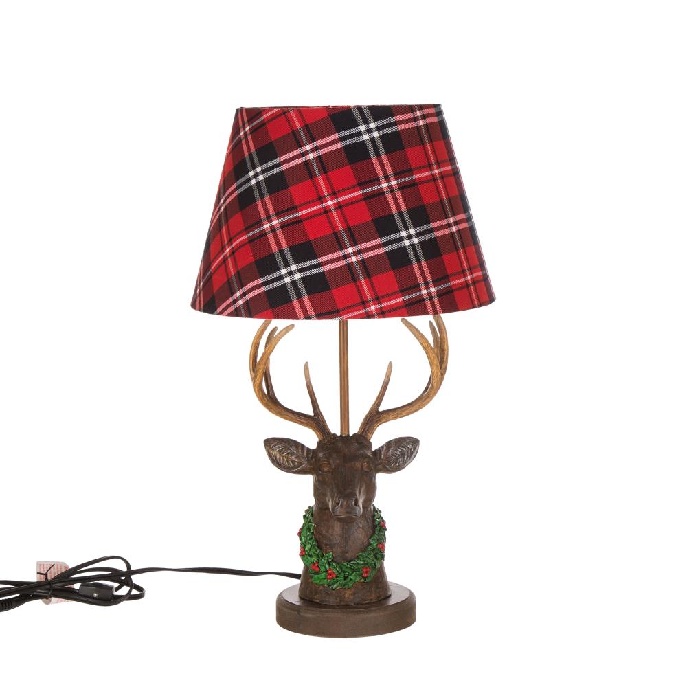 Glitzhome 20 Inh Reindeer Table Lamp W, Red Tartan Table Lamps