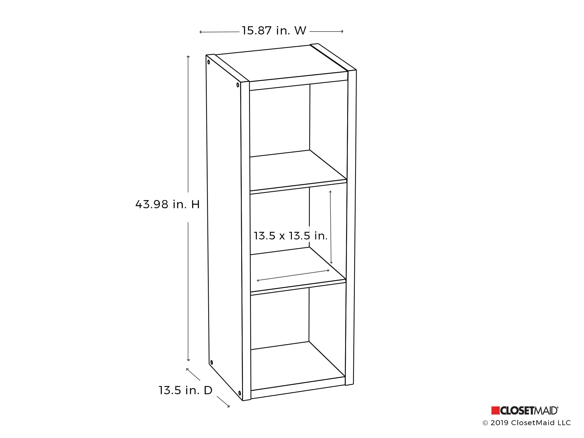 Bleached Walnut 3-Cube Kids Storage Organizer