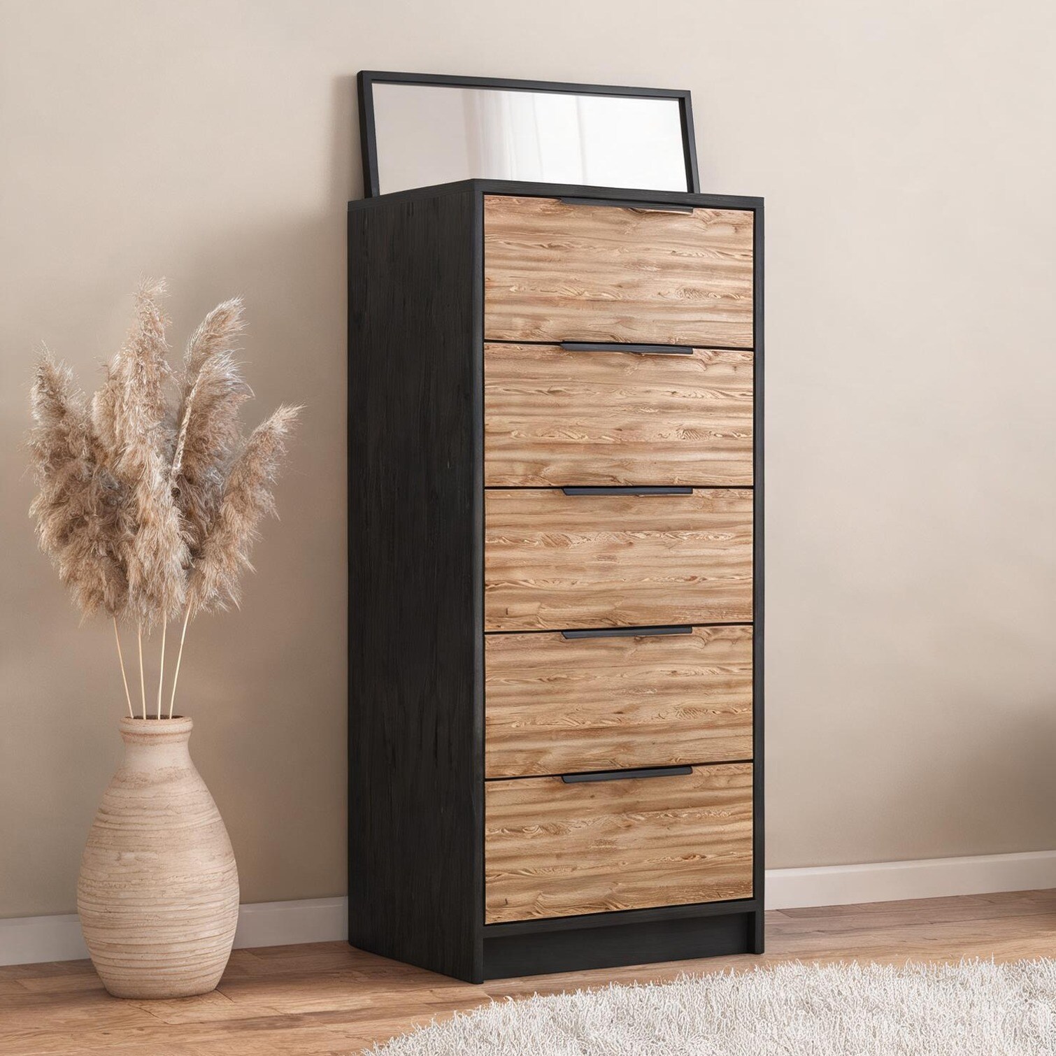 SUNCREAT - Storage Dresser in Multicolor 16.2 x 17.7 x 42.4 in with Drawers 5 Drawers Bachelor s ...