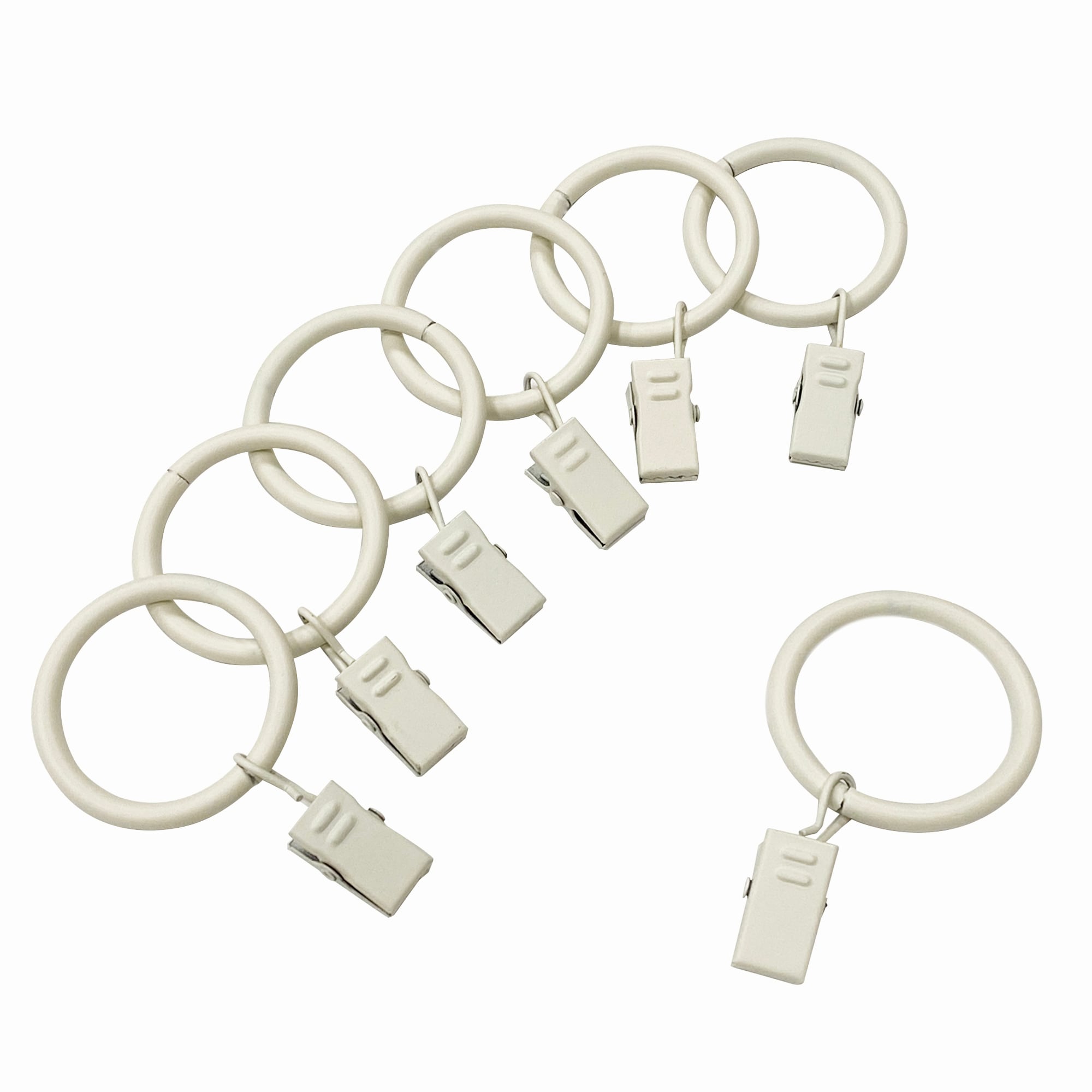 Lumi Wood Curtain Rod Clip Rings for 1-3/8 in. Pole, Set of 7 (White)