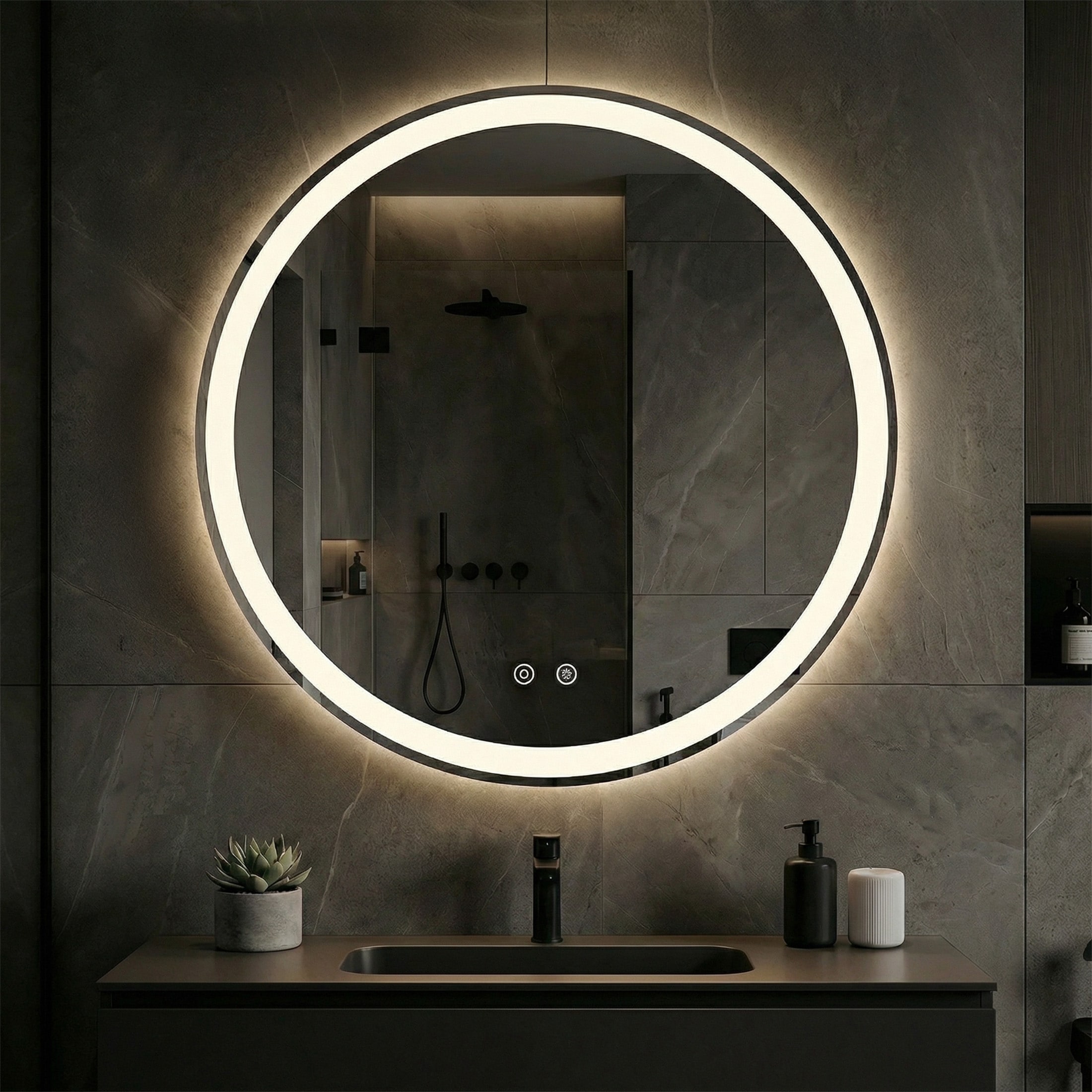 Sweetcrispy L-FM-BGY25YY-30WT Framed-Bath-Mirrors - View #2