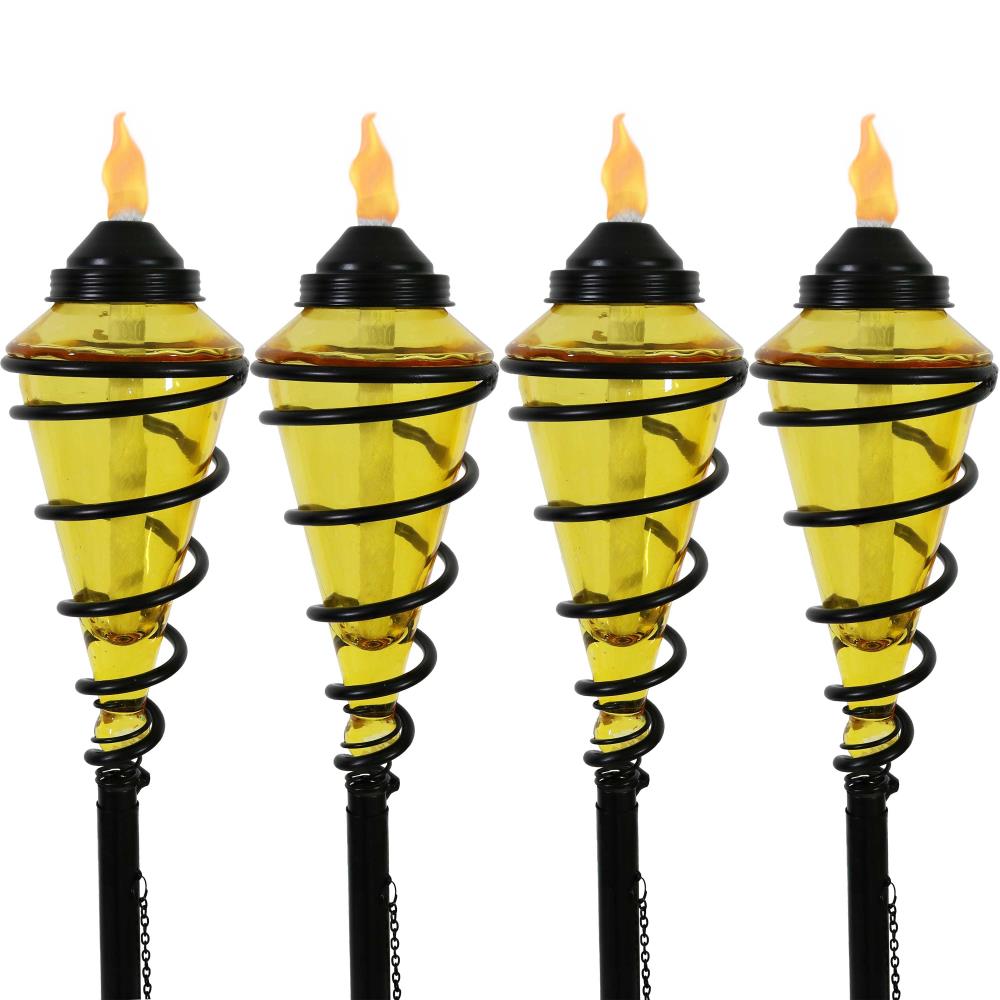 Sunnydaze Decor WKO-092-2PK 4-Pack 4-in Yellow Glass Citronella Garden Torch