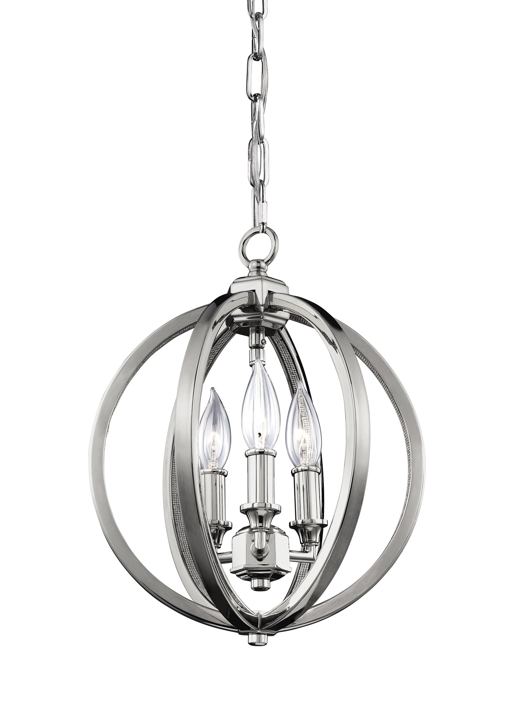 Corinne 14" Polished Nickel Crystal Globe Pendant Light