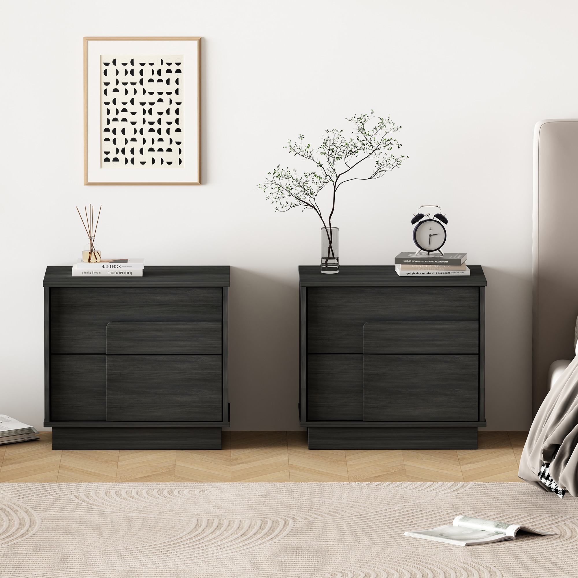 Manhattan Comfort 2-NS003-GY Charcoal Grey Nightstand