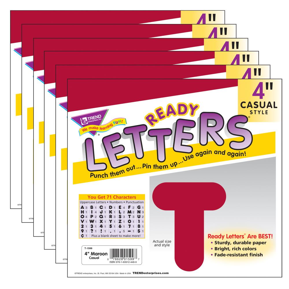 TREND Enterprises Casual Uppercase Ready Letters, Maroon, 4 In., 6 ...