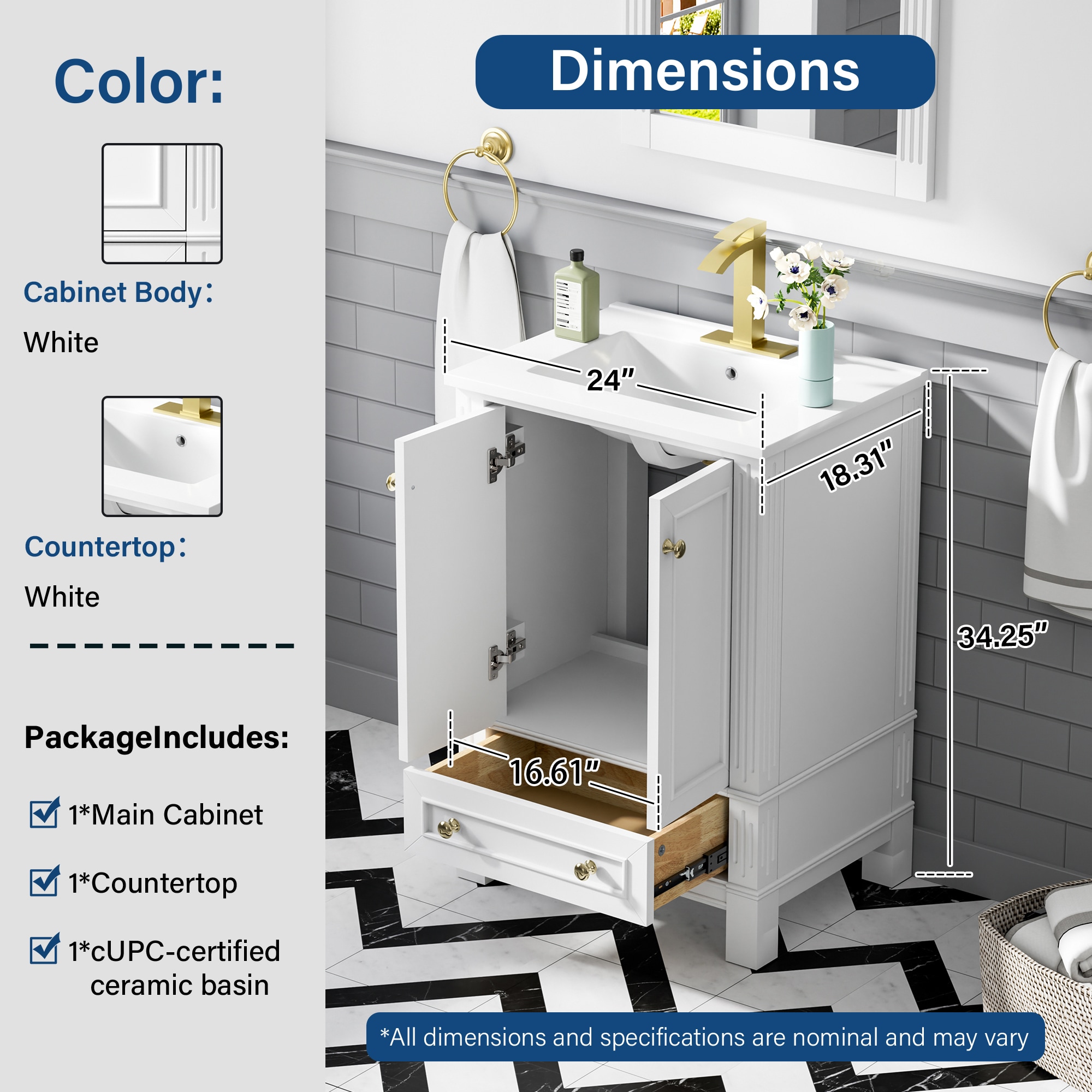 WELLFOR FL30MCL-GY Bath-Vanity-Combo - View #5