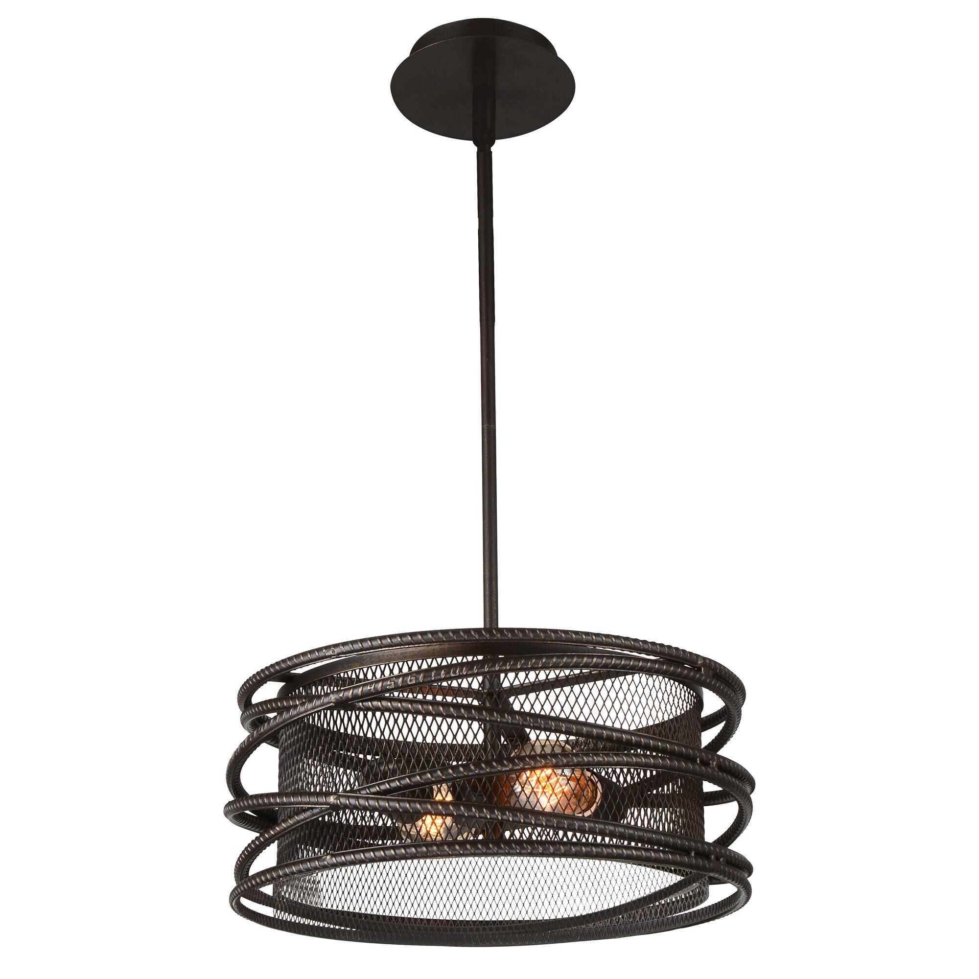 CWI Lighting 9700P15-2-197 Darya 2-Light Brown Craftsman Geometric Hanging Pendant Light