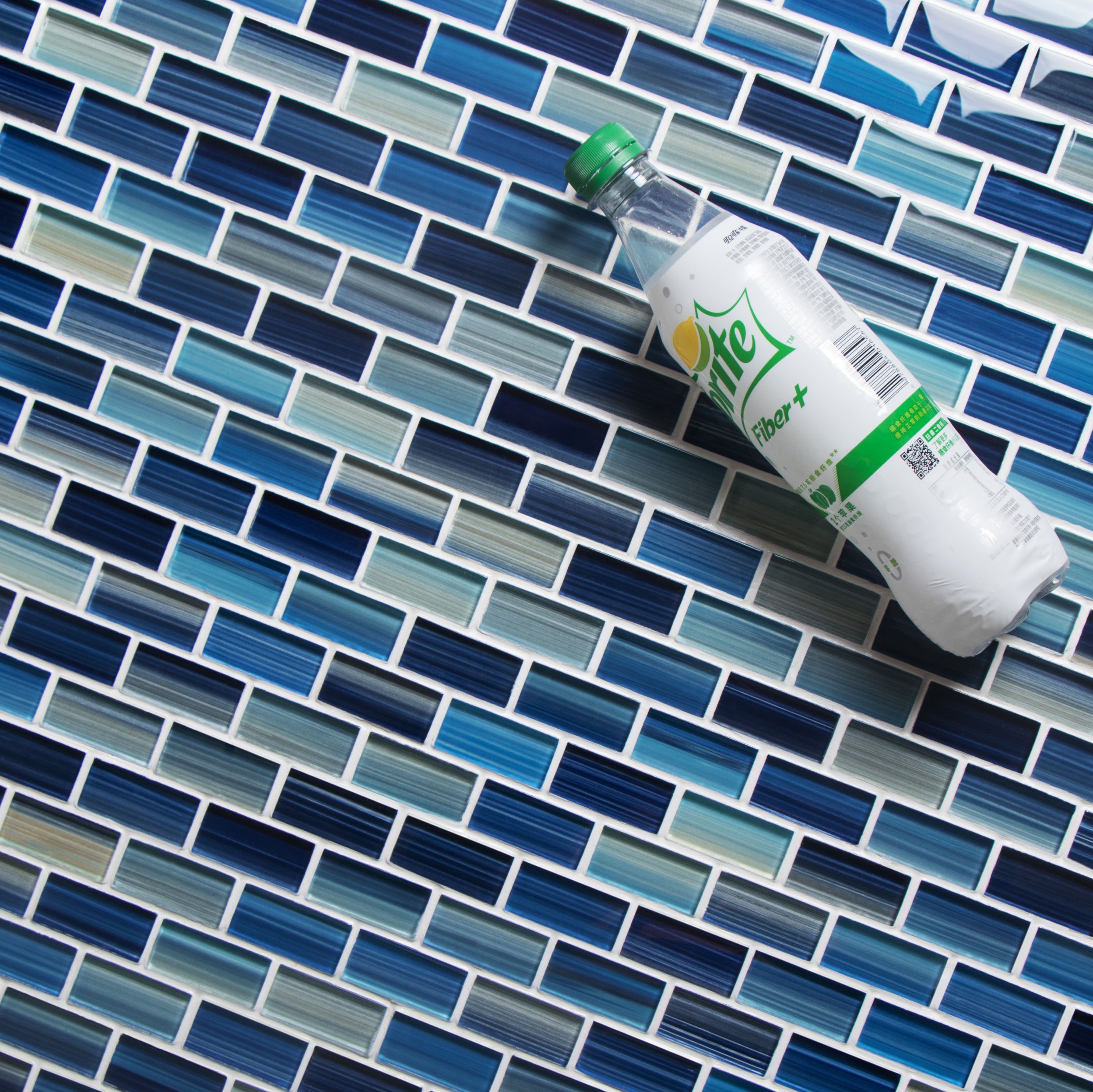 Coral Blue Hand-Painted Glass Mosaic Tile for Pools