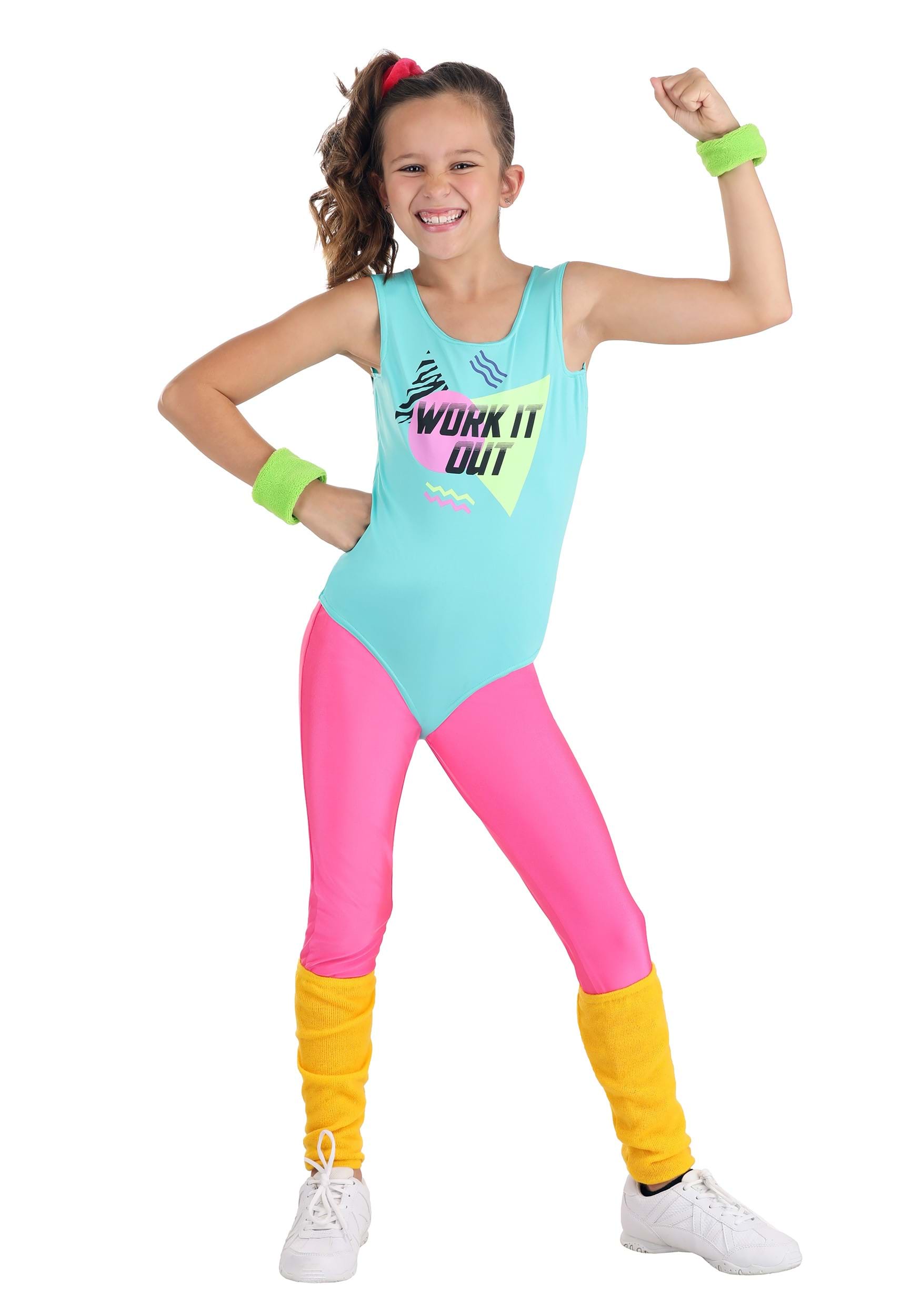 HalloweenCostumes.com FUN1790CH-L FUN Costumes Girl's Totally 80s Workout Costume Large