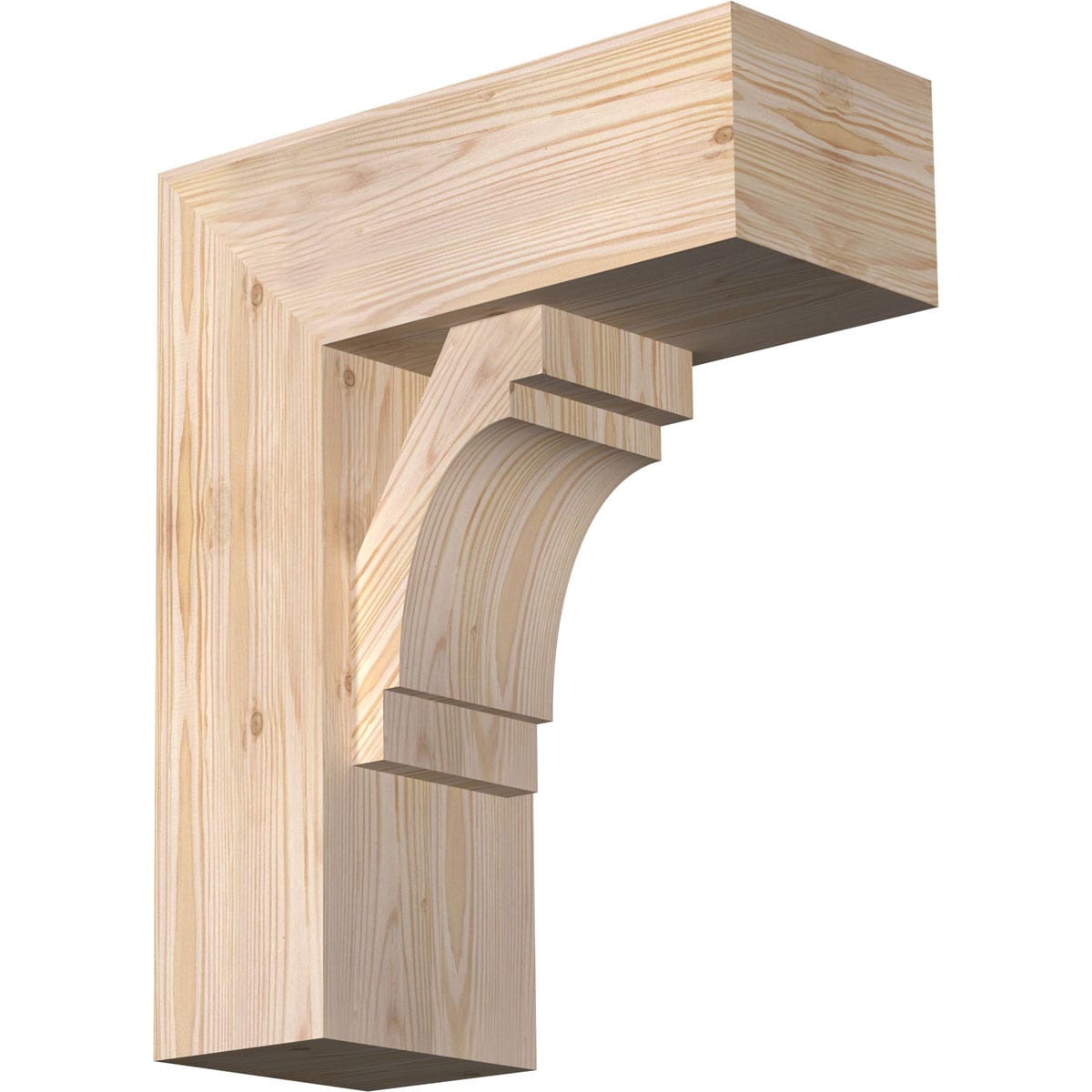 Ekena Millwork 1463364 Merced Block Smooth Bracket with Offset Brace 7-1/2-in x 18-in x 22-in Douglas fir Brown Wood Standard bracket