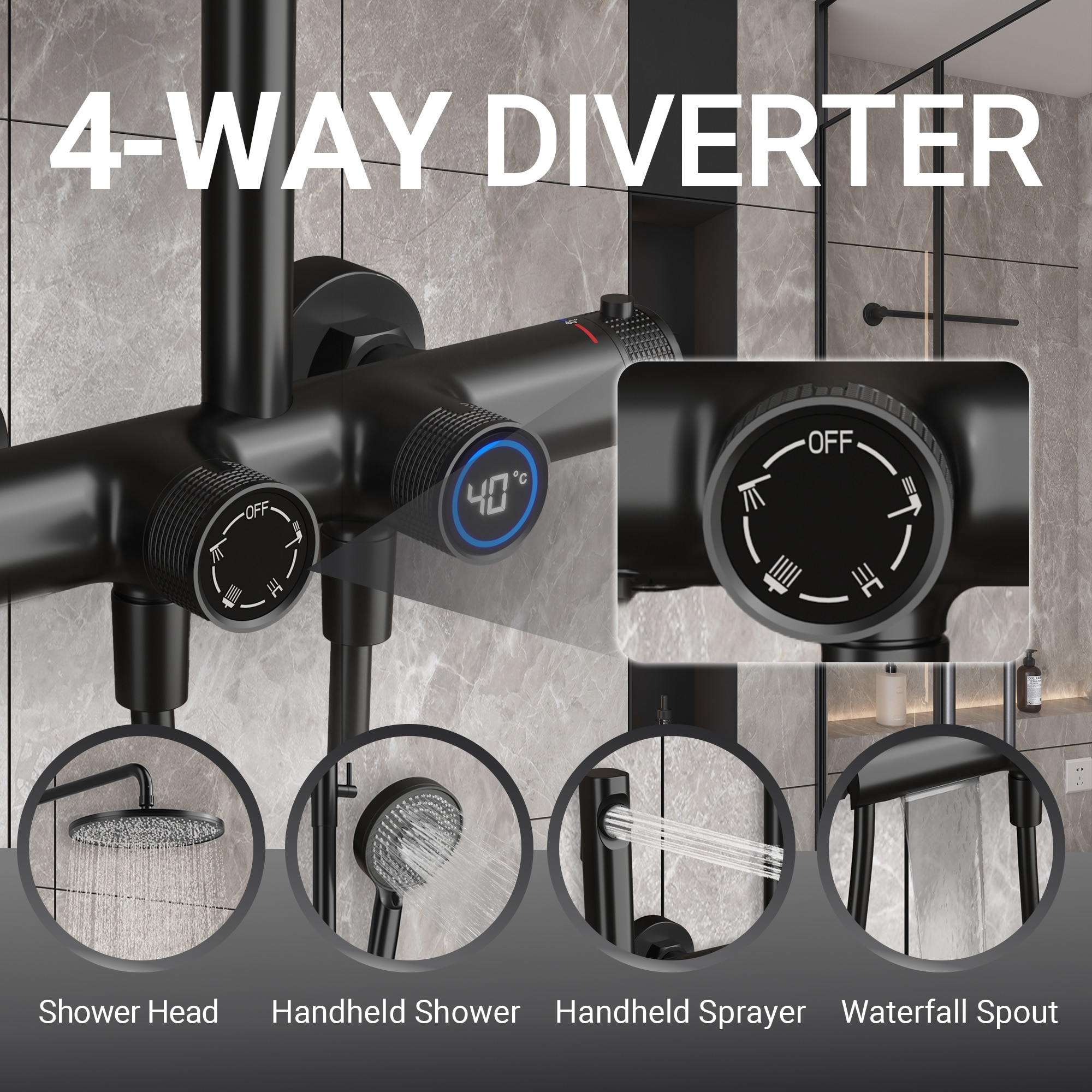 Mondawe AM-S0082C-10GB Showerhead-Bar-Panels - View #5