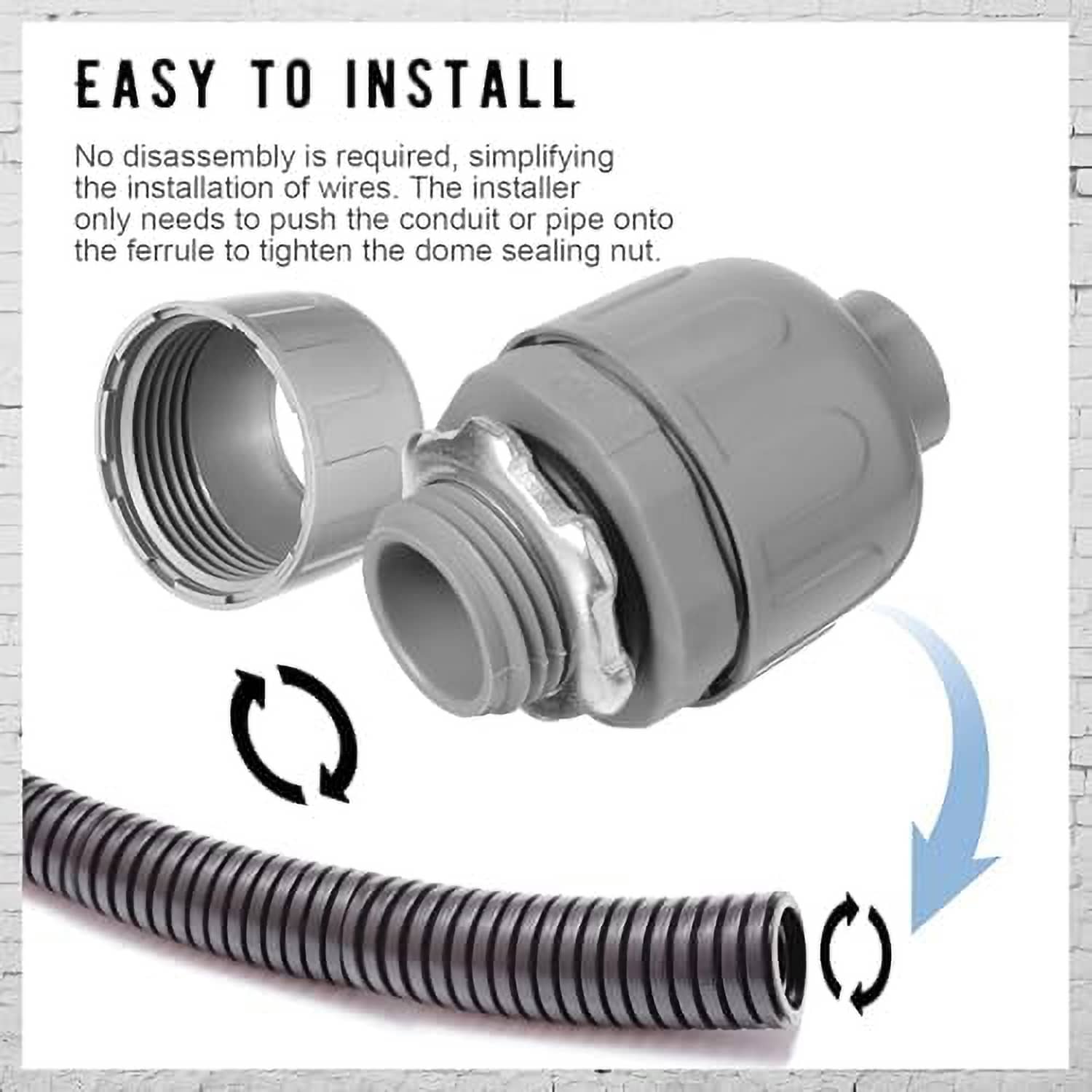 Etokfoks 1/2 Inch Liquid Tight Connector PVC Electrical Conduit ...