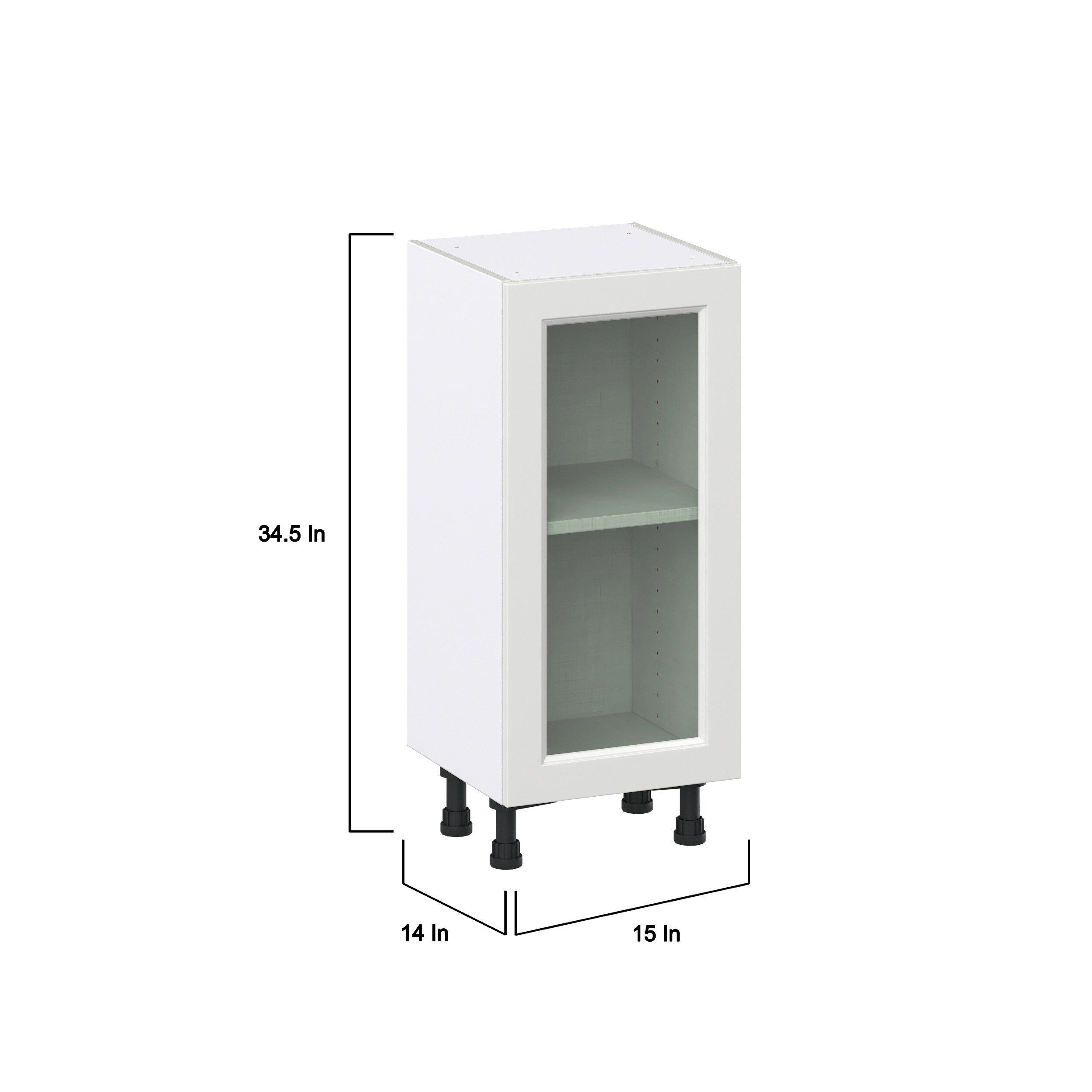 Hugo&Borg Riviera 30-in W x 34.5-in H x 16-in D Bright White Base Fully Assembled Cabinet (Glass Panel Shaker Door Style)