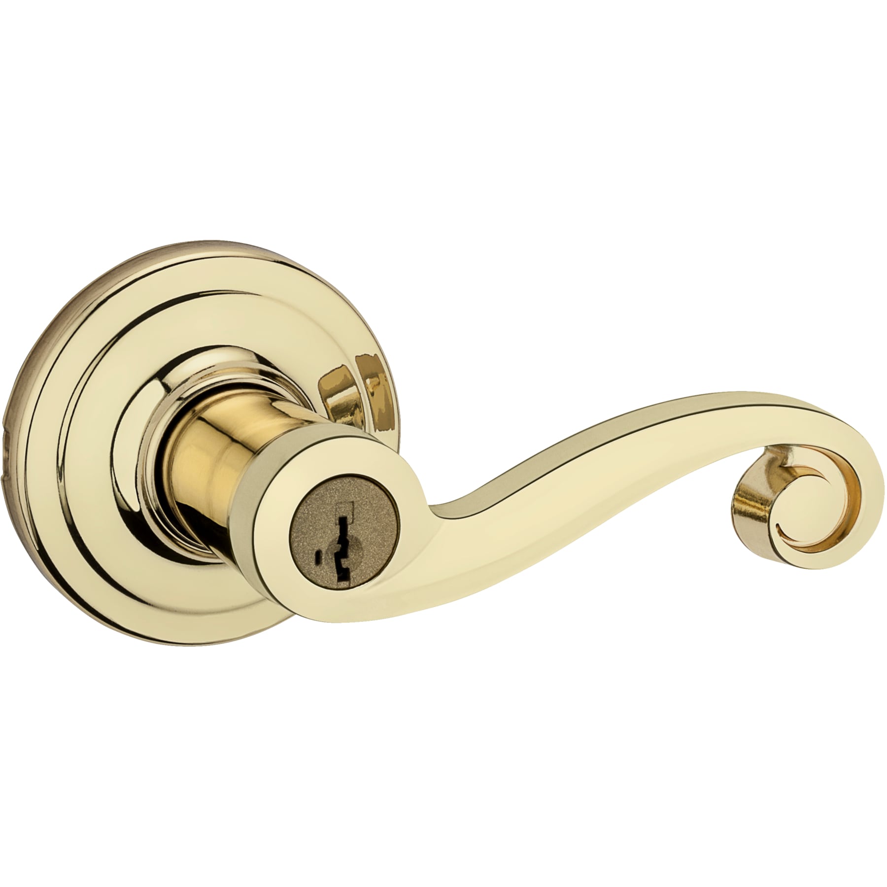 Kwikset Lido Polished Brass Exterior Keyed Entry Door Handle with
