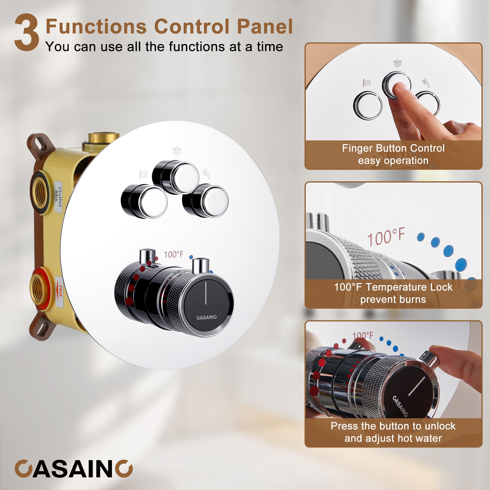 CASAINC CS6216-12CH Showerhead-Bar-Panels - View #9