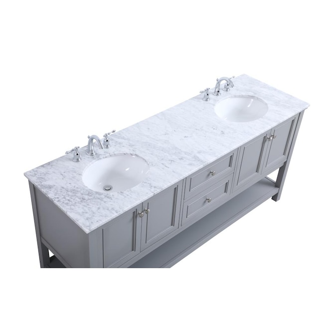 Elegant Decor First Impressions 72-in Gray Undermount Double Sink ...