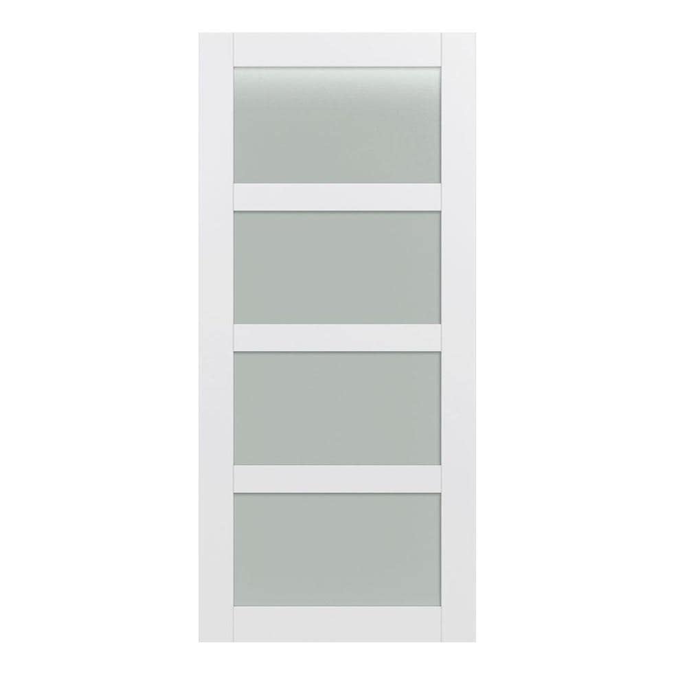 MMI DOOR ZZ365332 36-in x 84-in Primed Primed Flush Frosted glass Hardwood MDF Solid core Single Barn Door (Hardware Not Included)