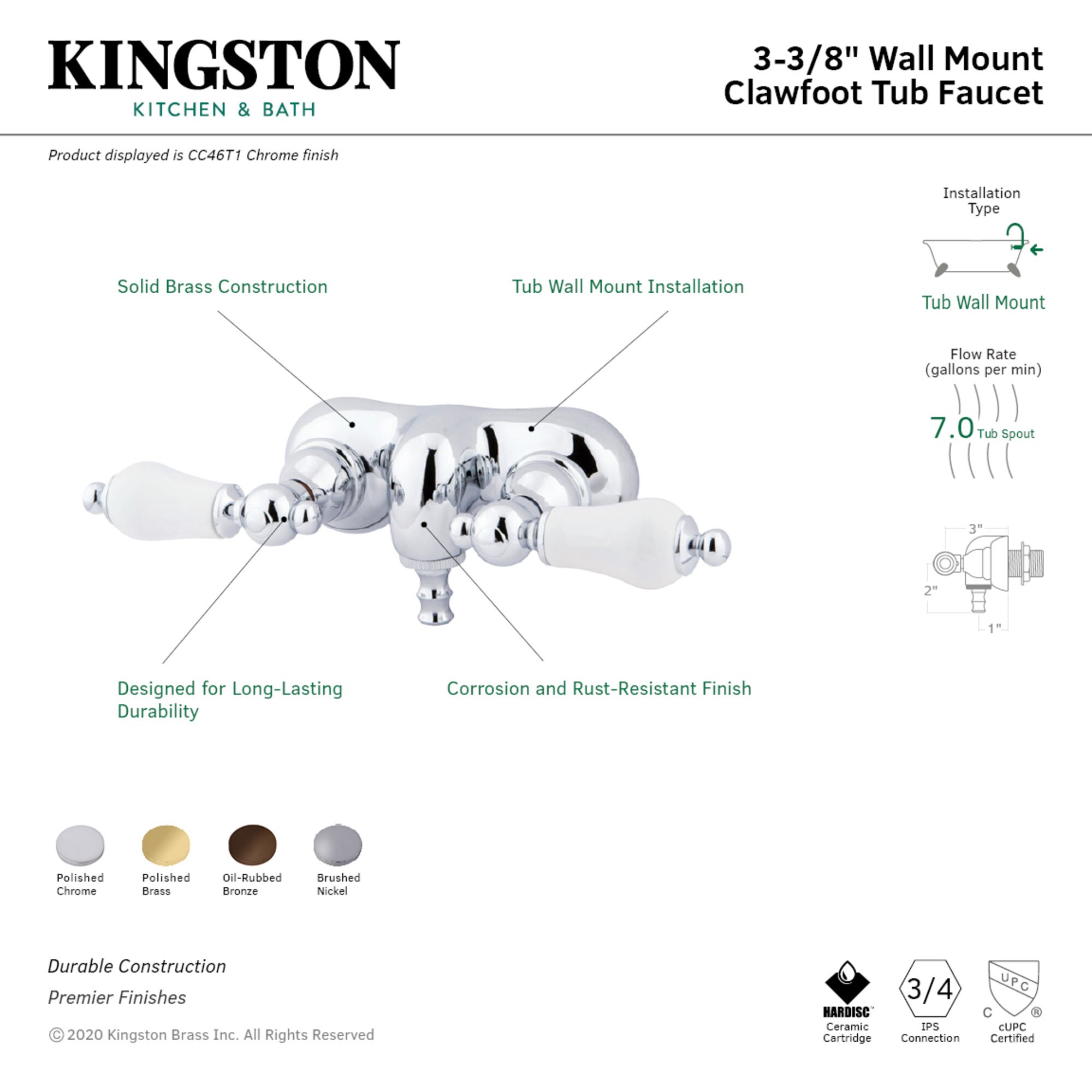 Kingston Brass WLCC45T8 Roman-Tub-Faucets - View #2