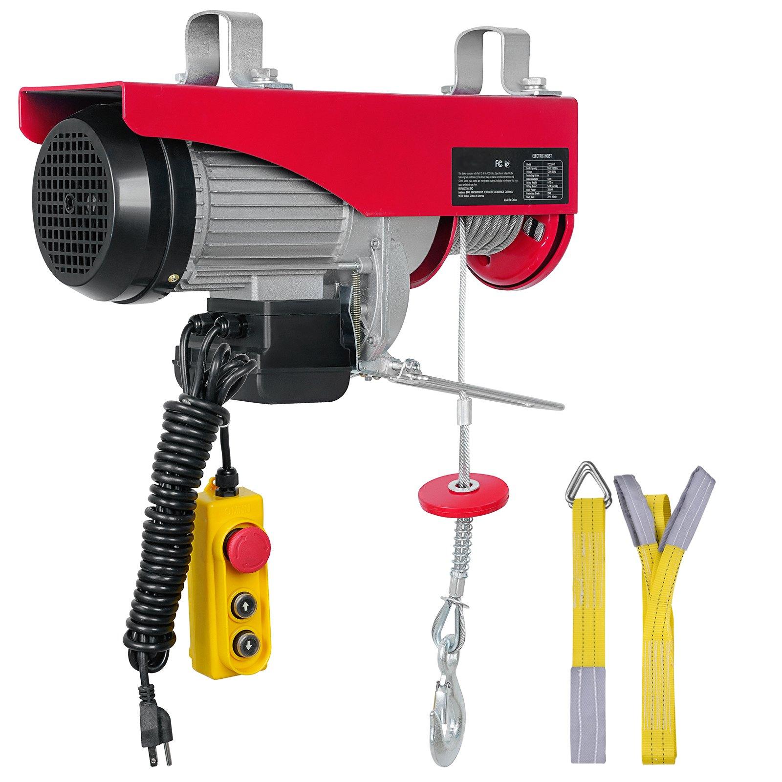 Mecale 1320-lb Electric Hoist Winch 1150W 40-ft Steel Cable with 14-ft Wired Remote for Garage Attic and Warehouse Lifting