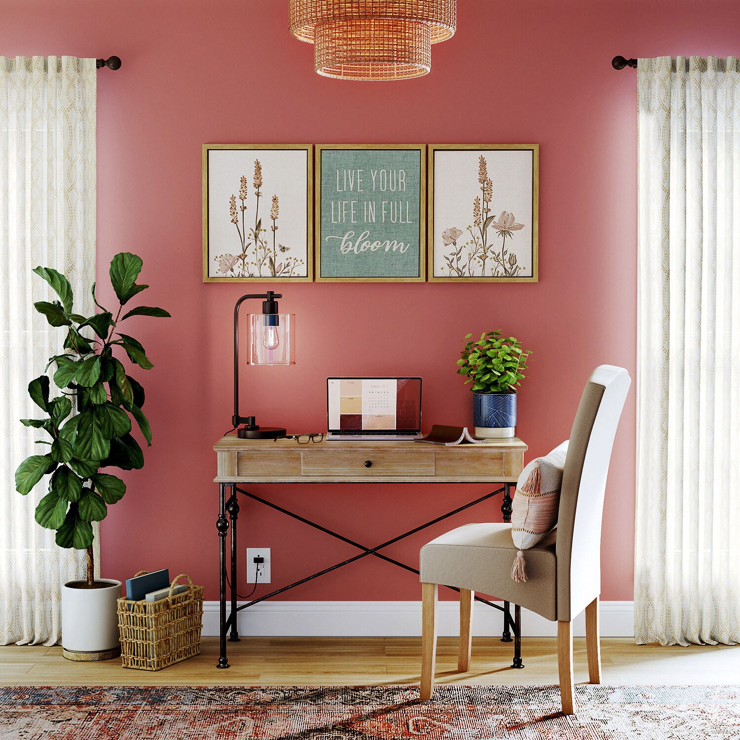 allen + roth 44-in Brown Rustic Writing Desk in the Desks department at