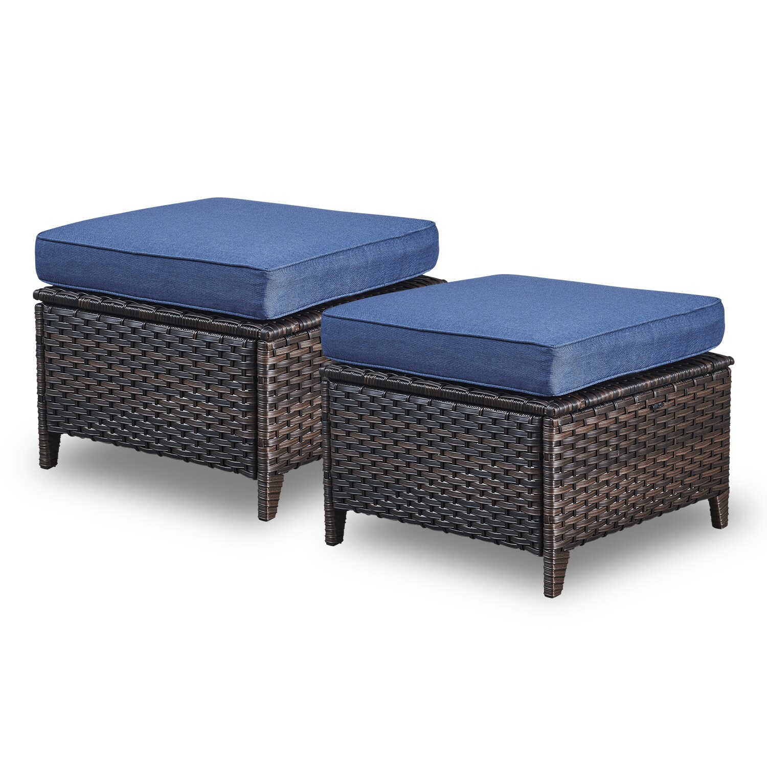Rilyson Curved handrail 2 -Pack Browm Wicker Ottoman