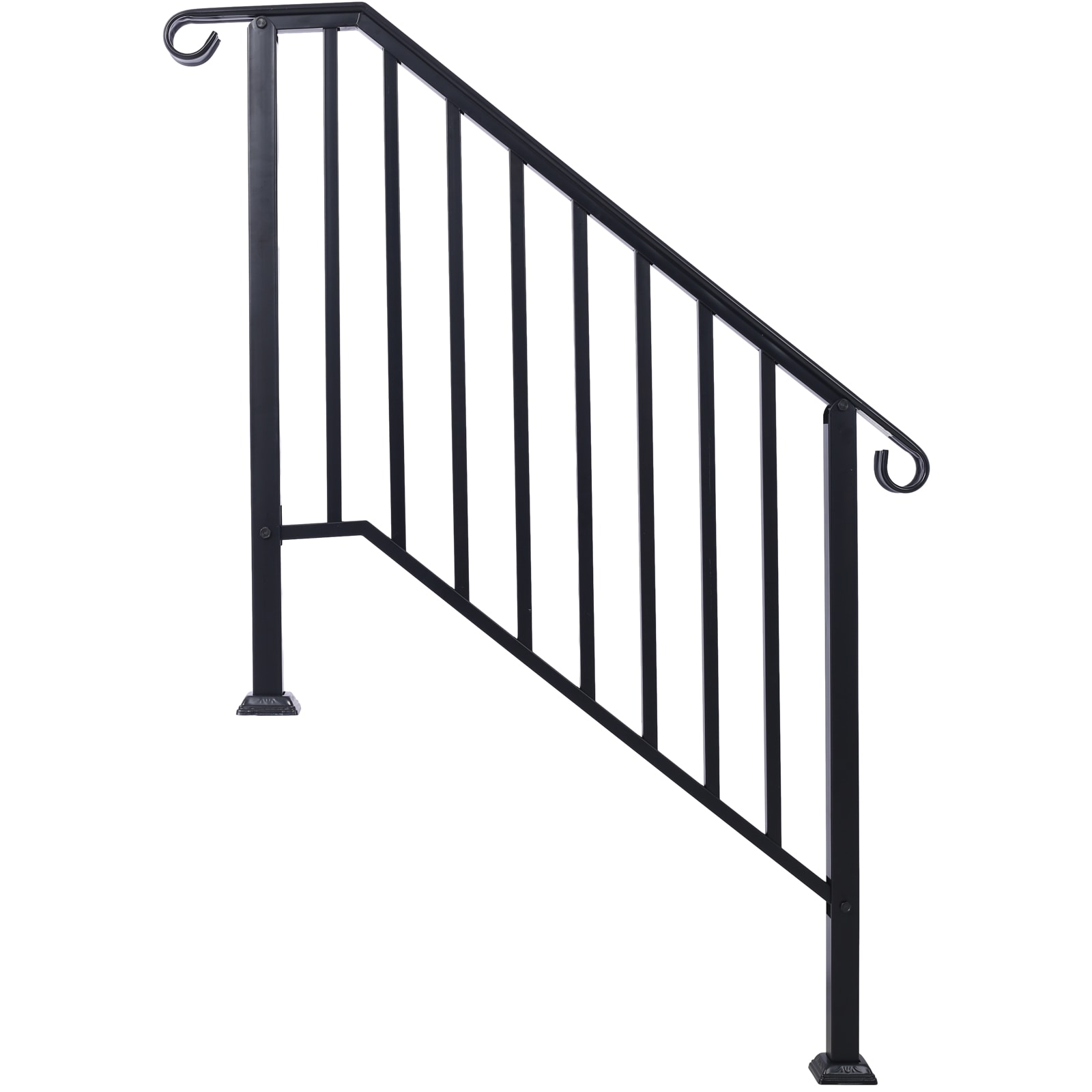 LOVMOR SF-R-W465124224 66 in. H x 47 in. W Handrails for Outdoor Steps Fit 3 or 4 Steps Outdoor Stair Railing