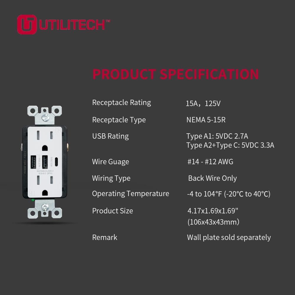 Utilitech 15-Amp 125-Volt Tamper Resistant Residential Decorator