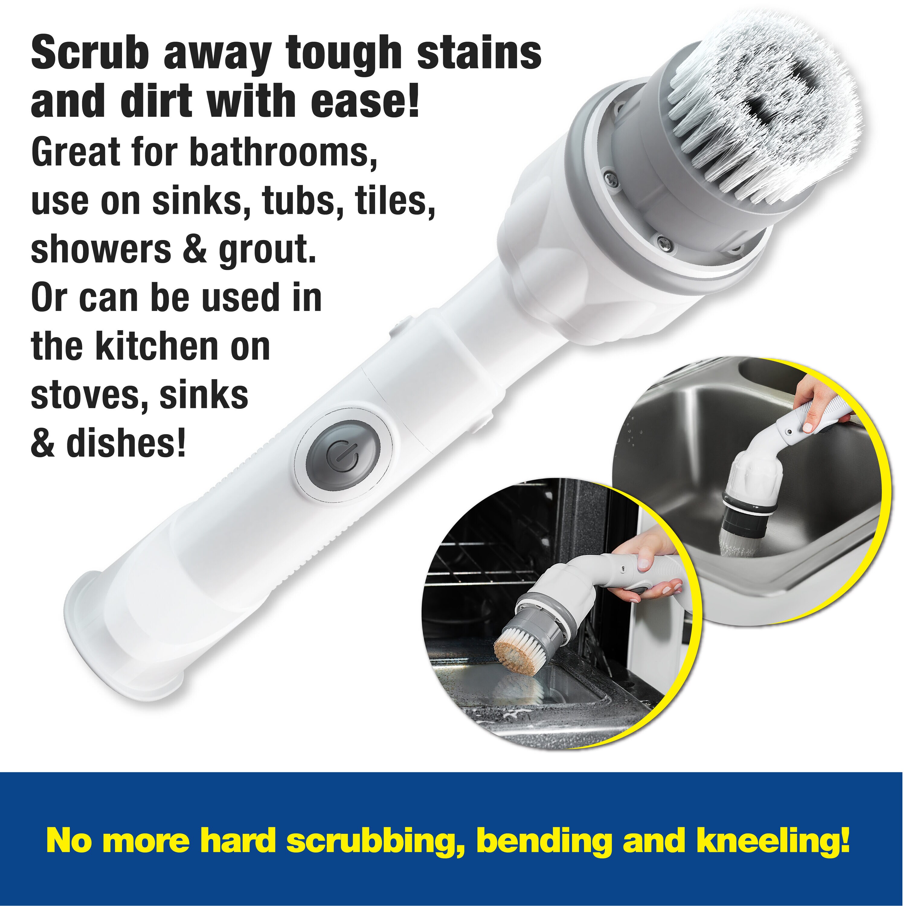  SCRUBTASTIC Electric Spin Scrubber, Rechargeable Power Scrubber/Shower  Scrubber with Long Handle for Cleaning Floors/Bathrooms/Tubs/Showers with 3  Interchangeable Heads – Improved for 2023 : Everything Else
