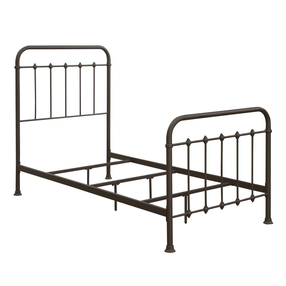 HomeFare Curved corner metal twin bed in brown Twin Metal Panel Bed in ...