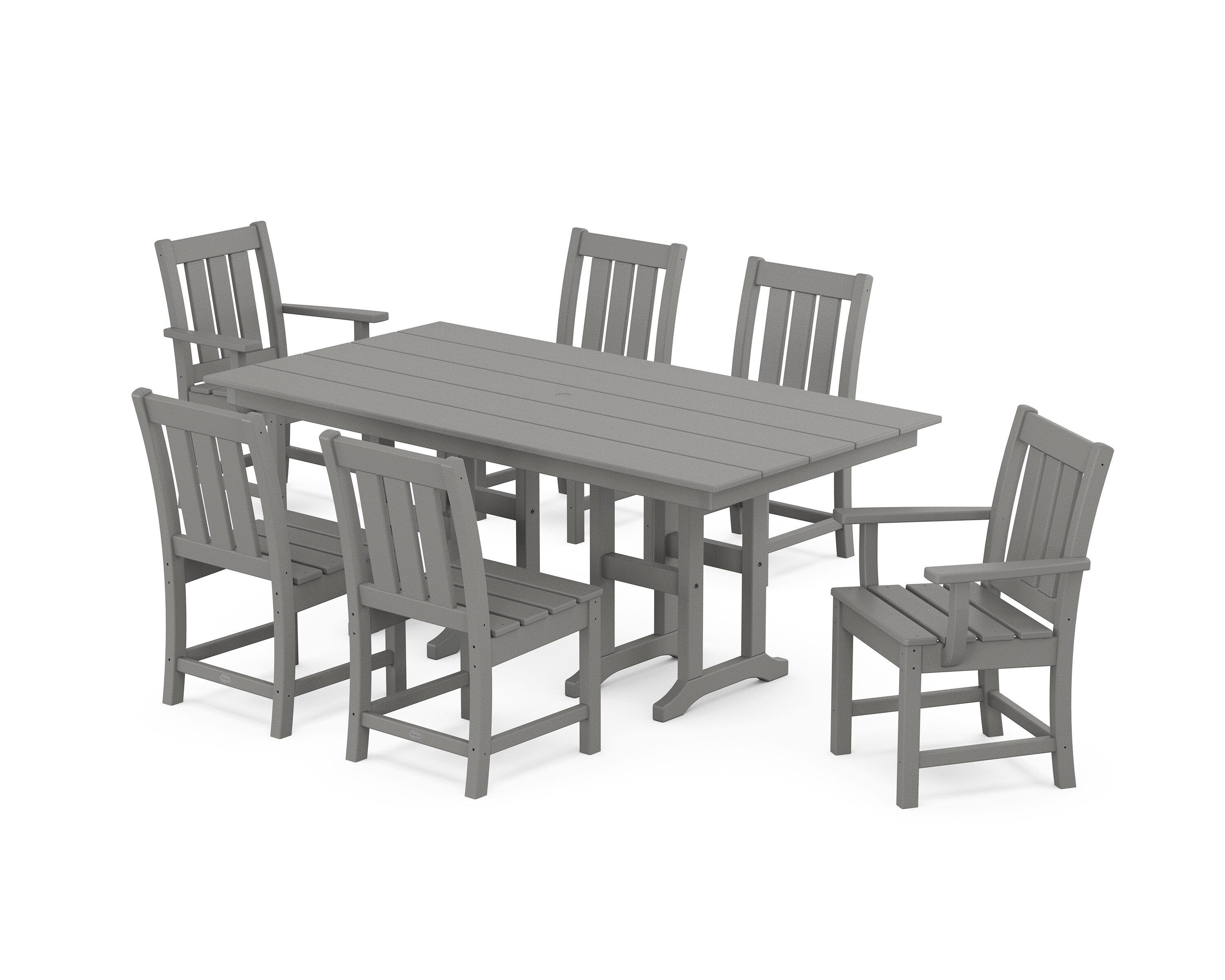 POLYWOOD PWS2067-1-GY Oxford 7 -Piece Slate Grey Patio Dining Set Plastic Rectangle Table with 6 Stationary Chairs