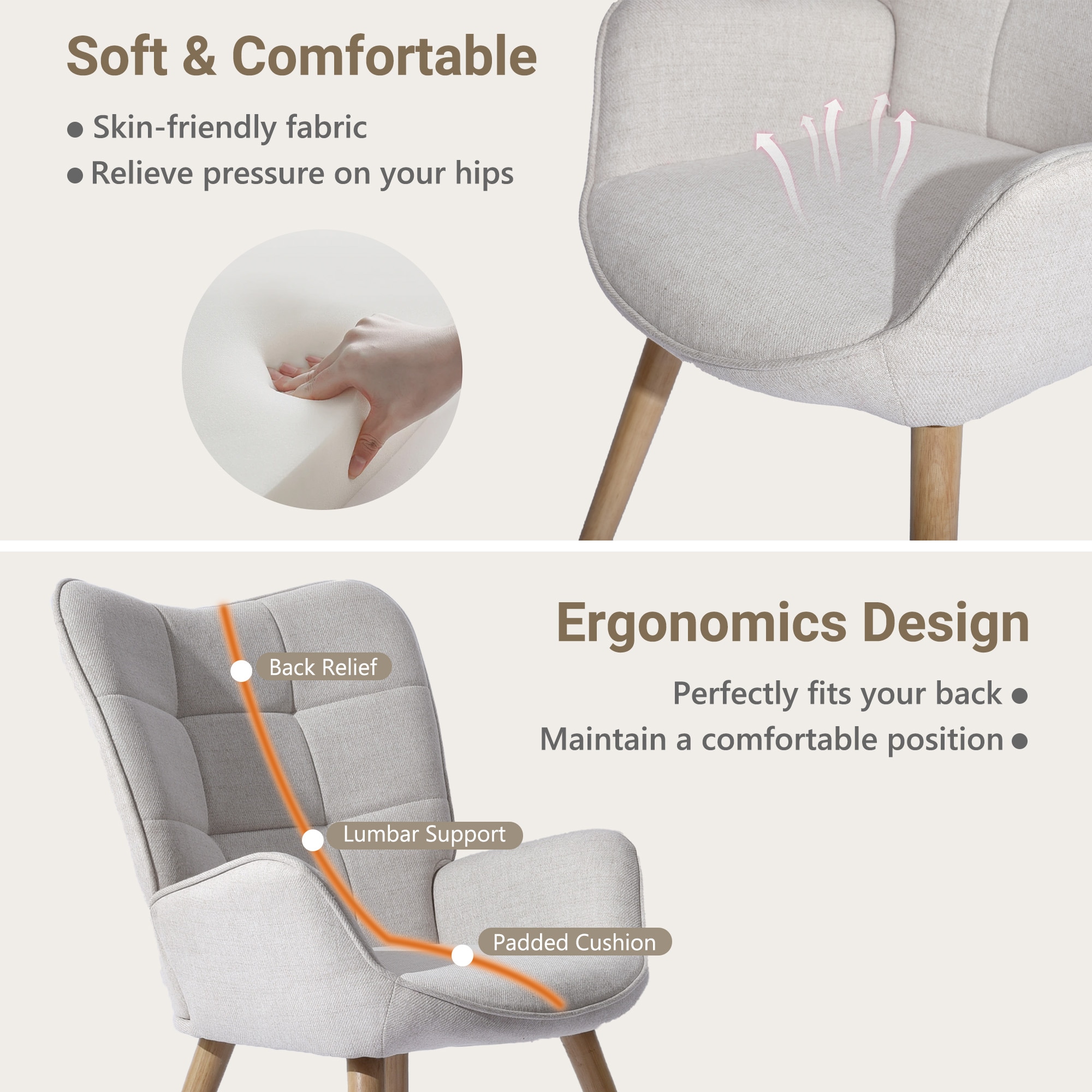 Homy Casa KYIWQ CREAM 2 Dining-Chairs - View #6
