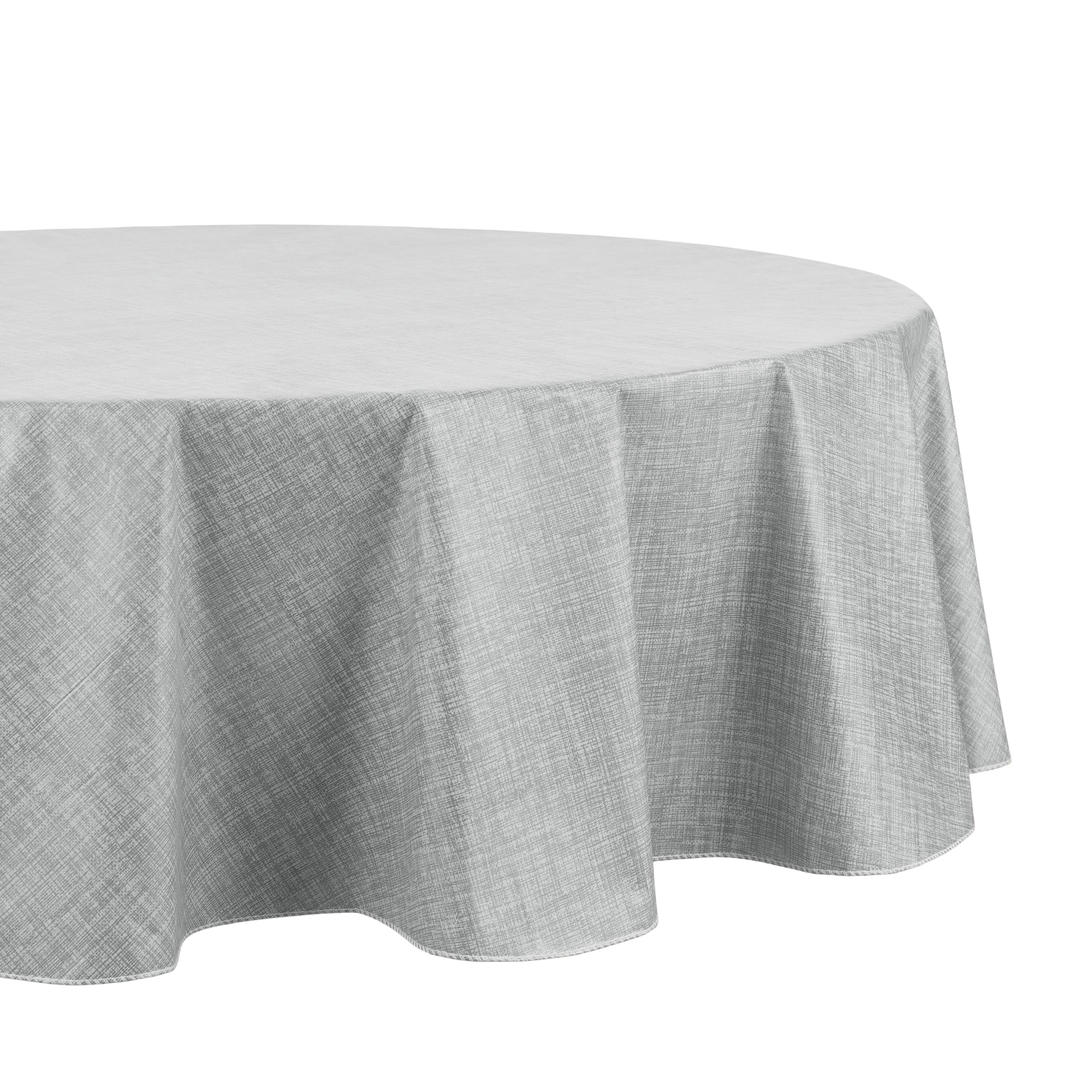 Elrene Home Fashions 194590057688 Monterey Linen Texture Vinyl 60"x84" Oval Indoor/Outdoor Gray Table Cover for 6-ft rectangle