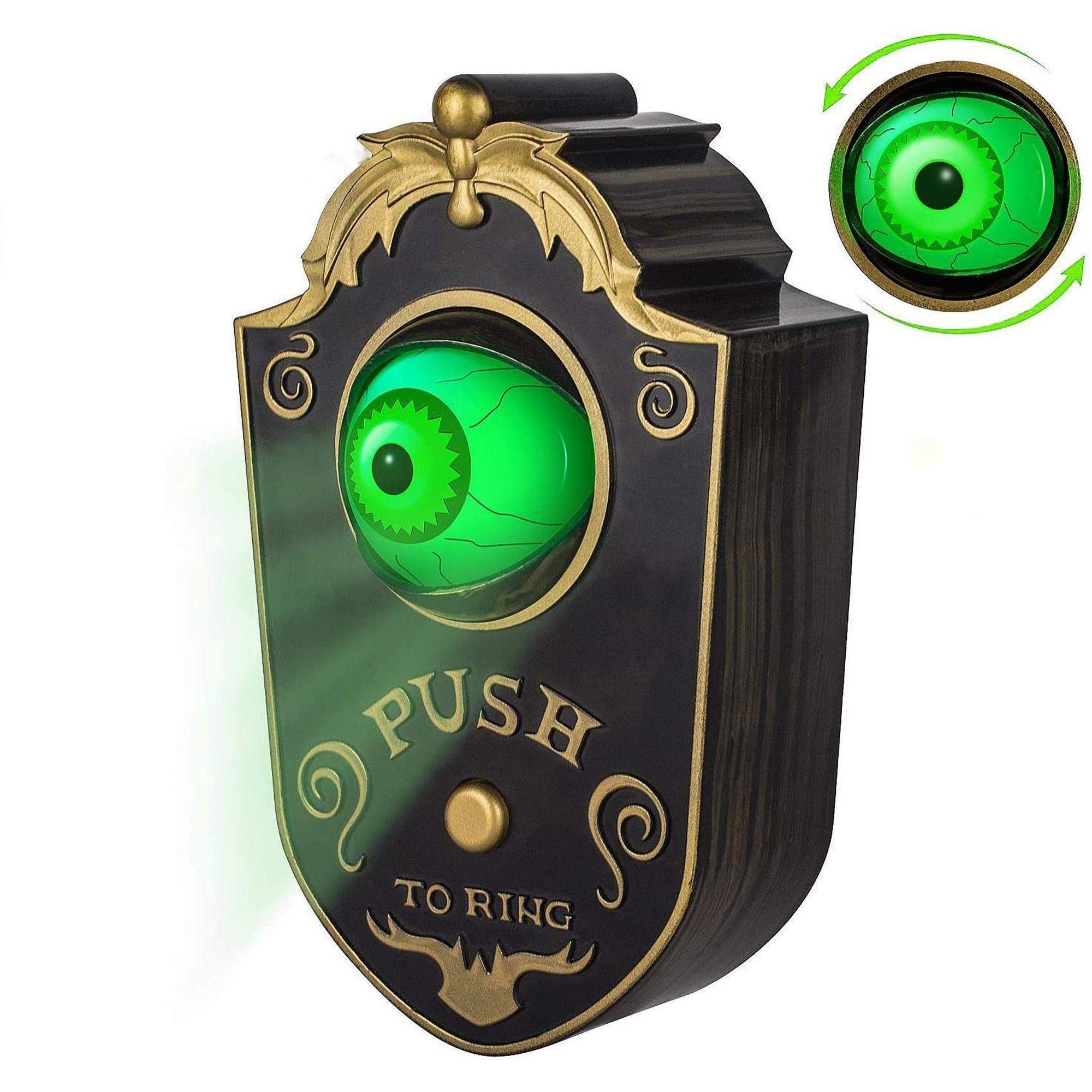 Numhew 7in H 1-Feature Green Animated Eyeball Halloween Doorbell