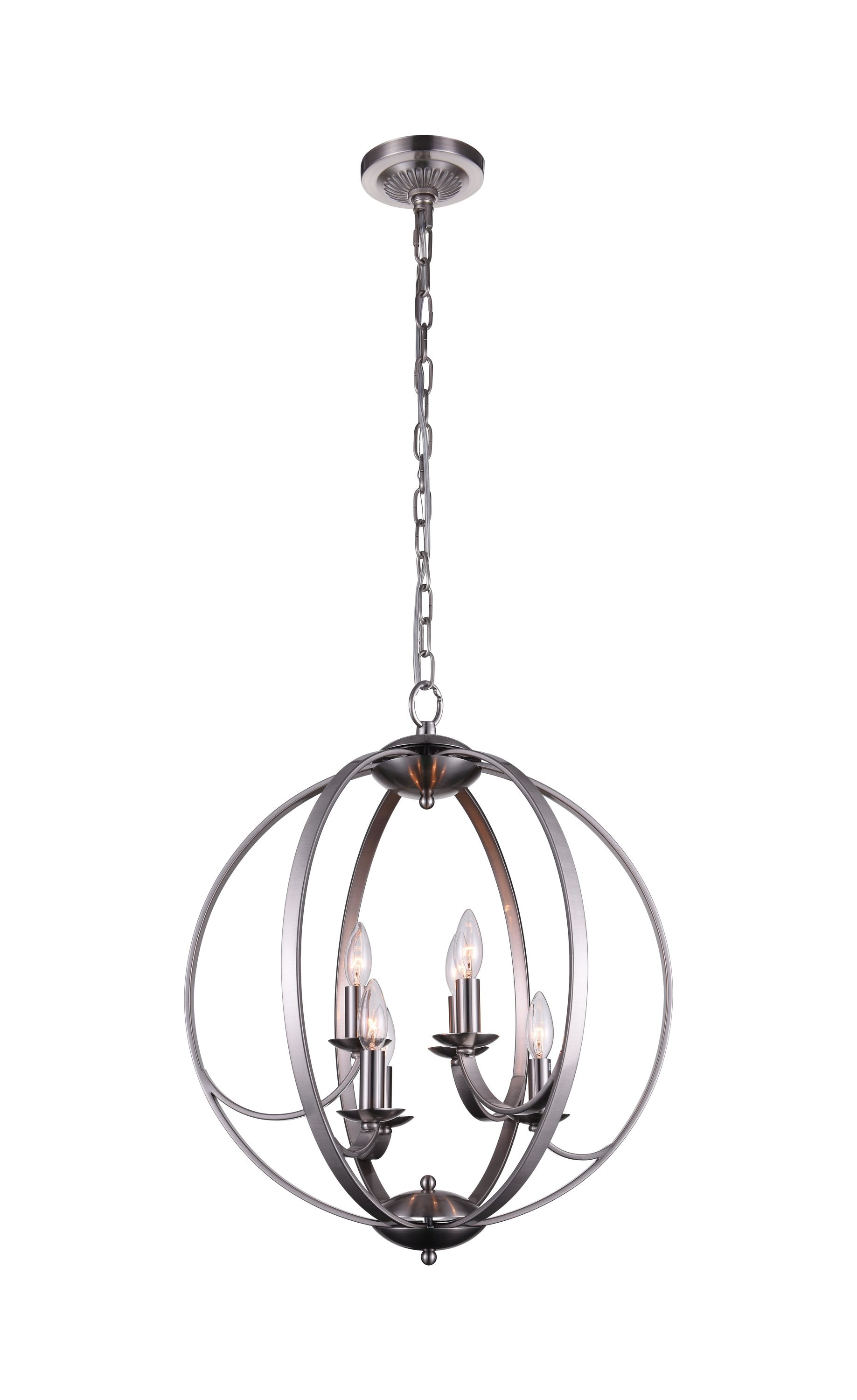 CWI Lighting 9953P20-6-606 Hara 6-Light Satin Nickel Transitional Damp Rated Chandelier