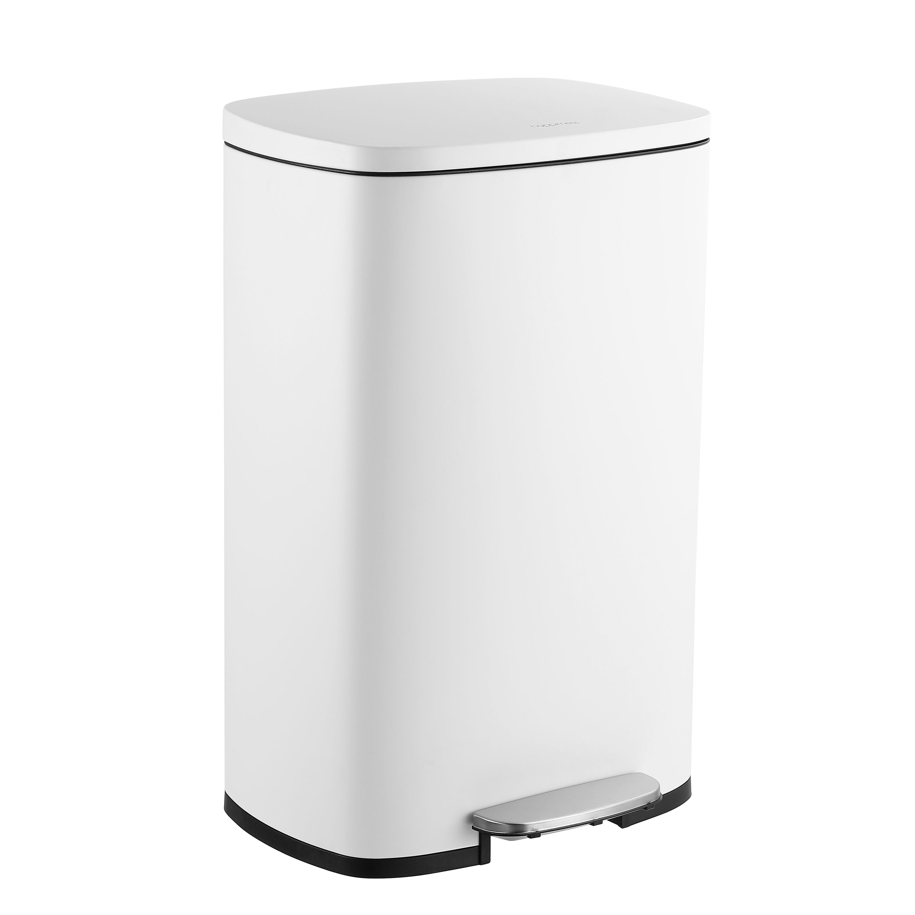 happimess 13-Gallons White Steel Kitchen Trash Can with Lid Outdoor in ...