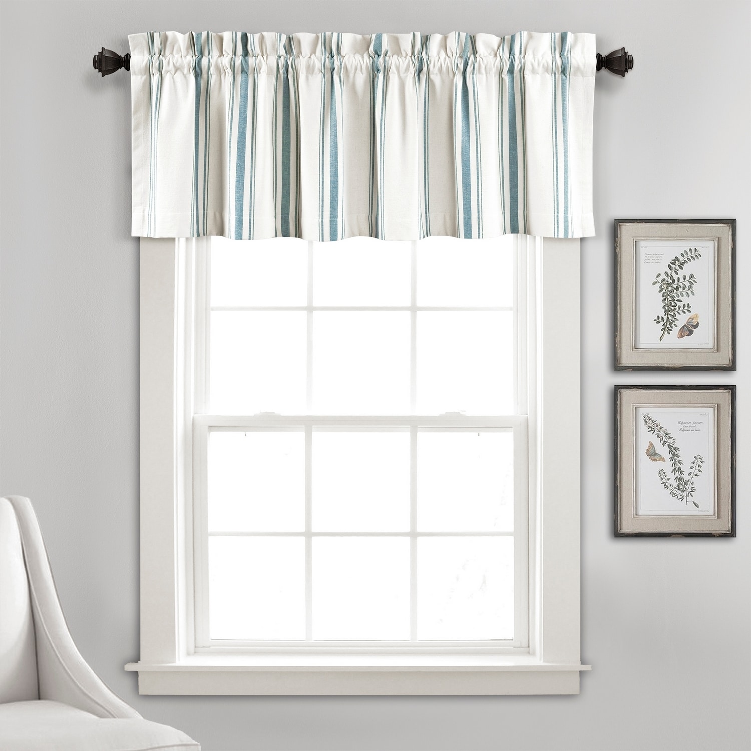 Lush Decor 21T012454 18-Inches Blue Cotton Rod pocket Valance