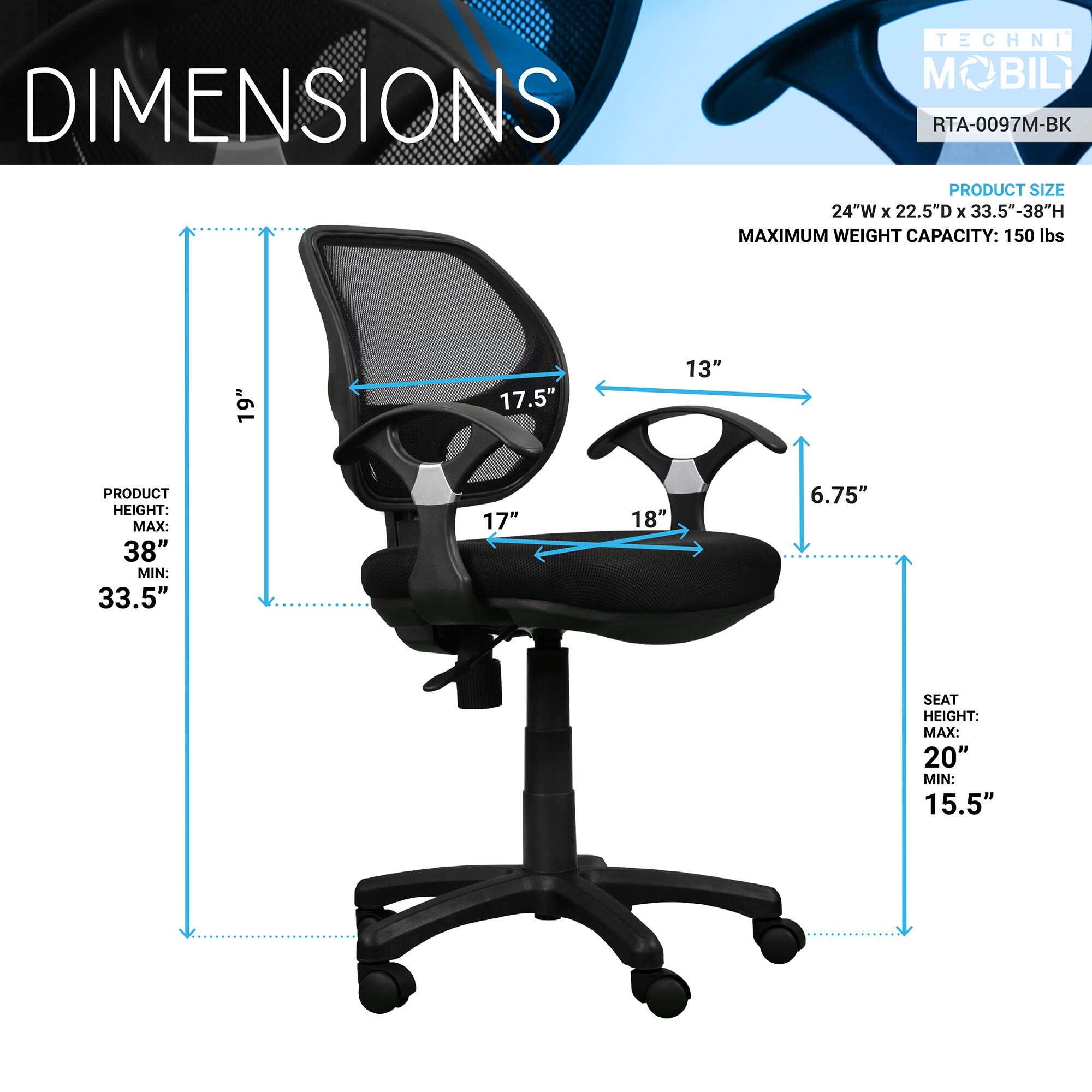 CASAINC Office chair Black Contemporary Ergonomic Adjustable Height ...
