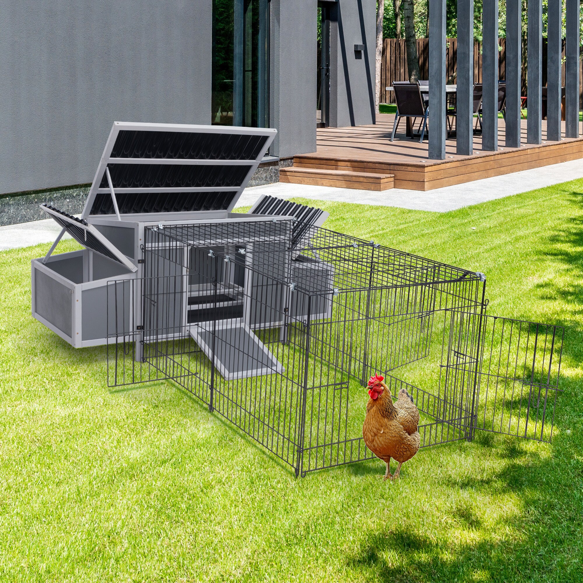 Siavonce Black Metal Chicken Coop in the Chicken Coops & Rabbit Hutches ...