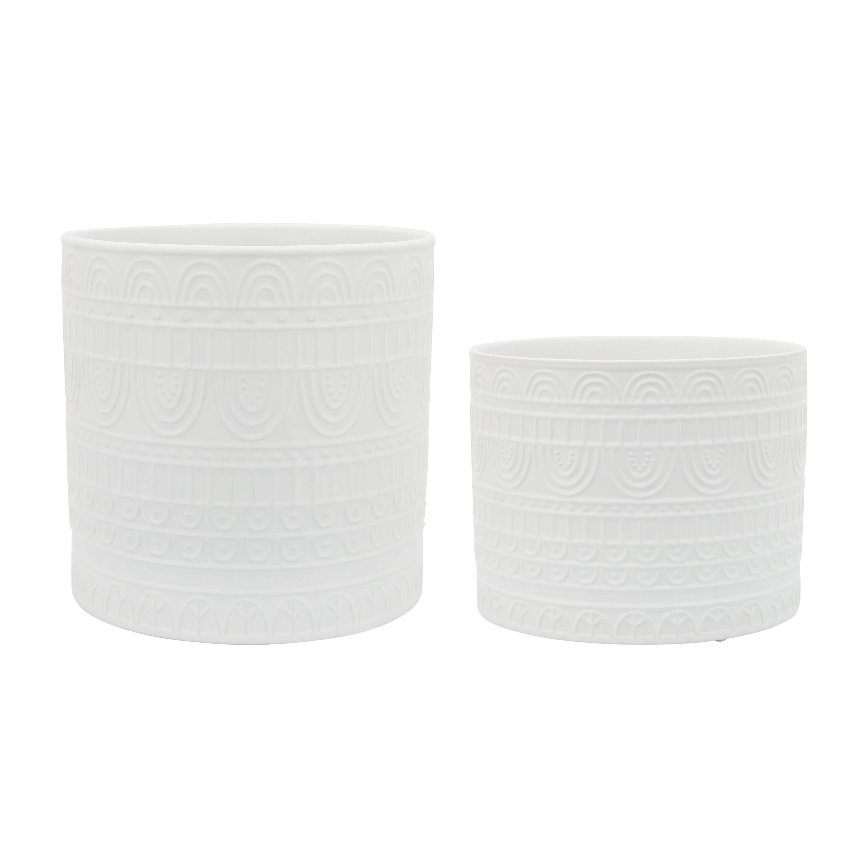 Sagebrook Home 16965 Round 10-in W x 9-in H White Ceramic Indoor/Outdoor Planter