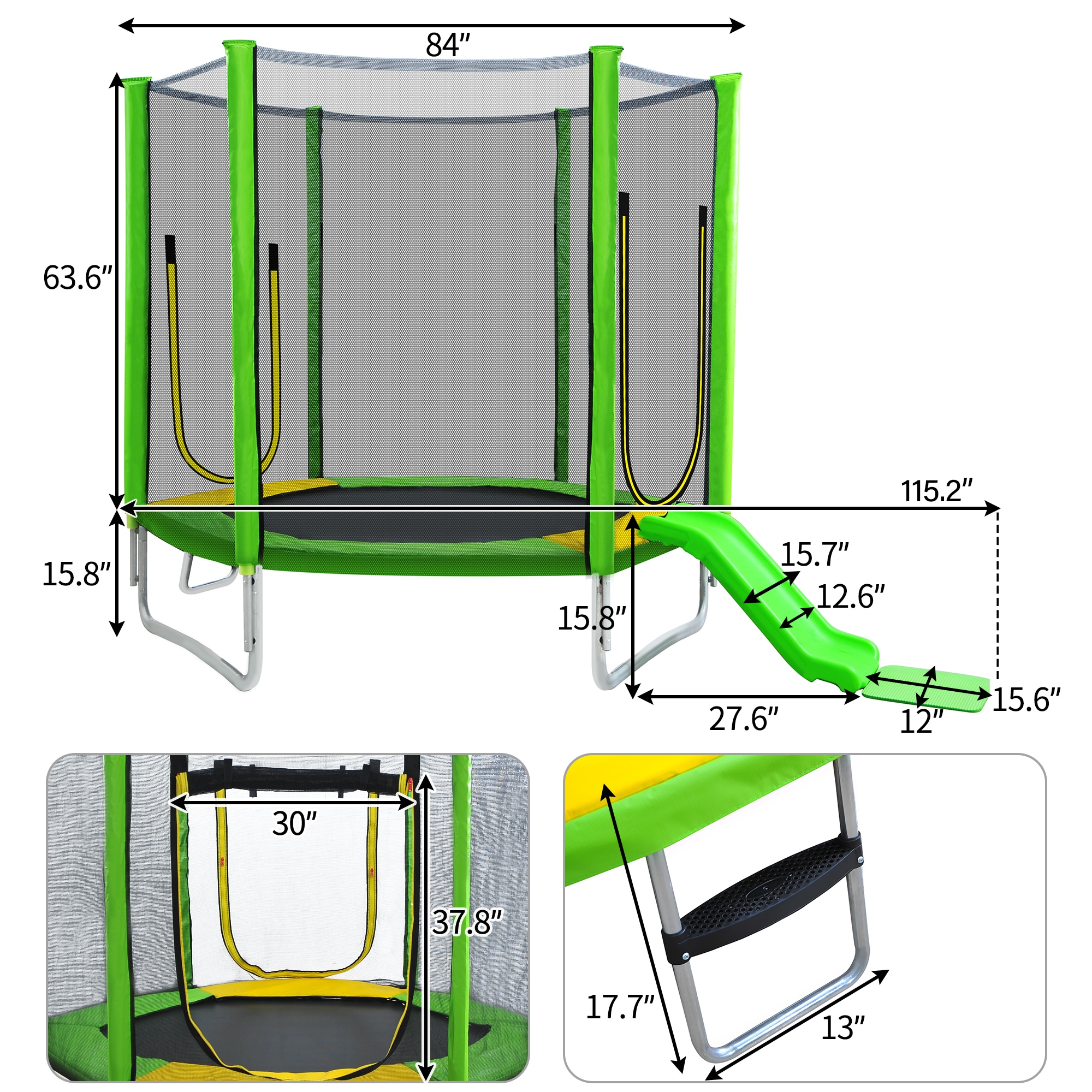 Damerin Trampoline 7-ft Hexagon Kids in Green KT1615ENB11 at Lowes.com