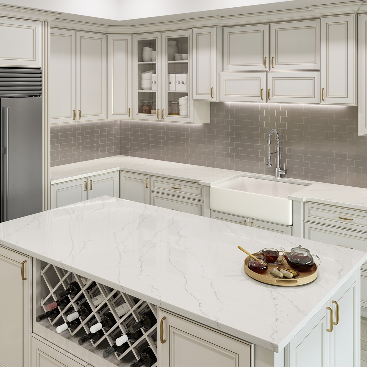 allen + roth Alluring Quartz White Kitchen Countertop SAMPLE (4-in x 4 ...