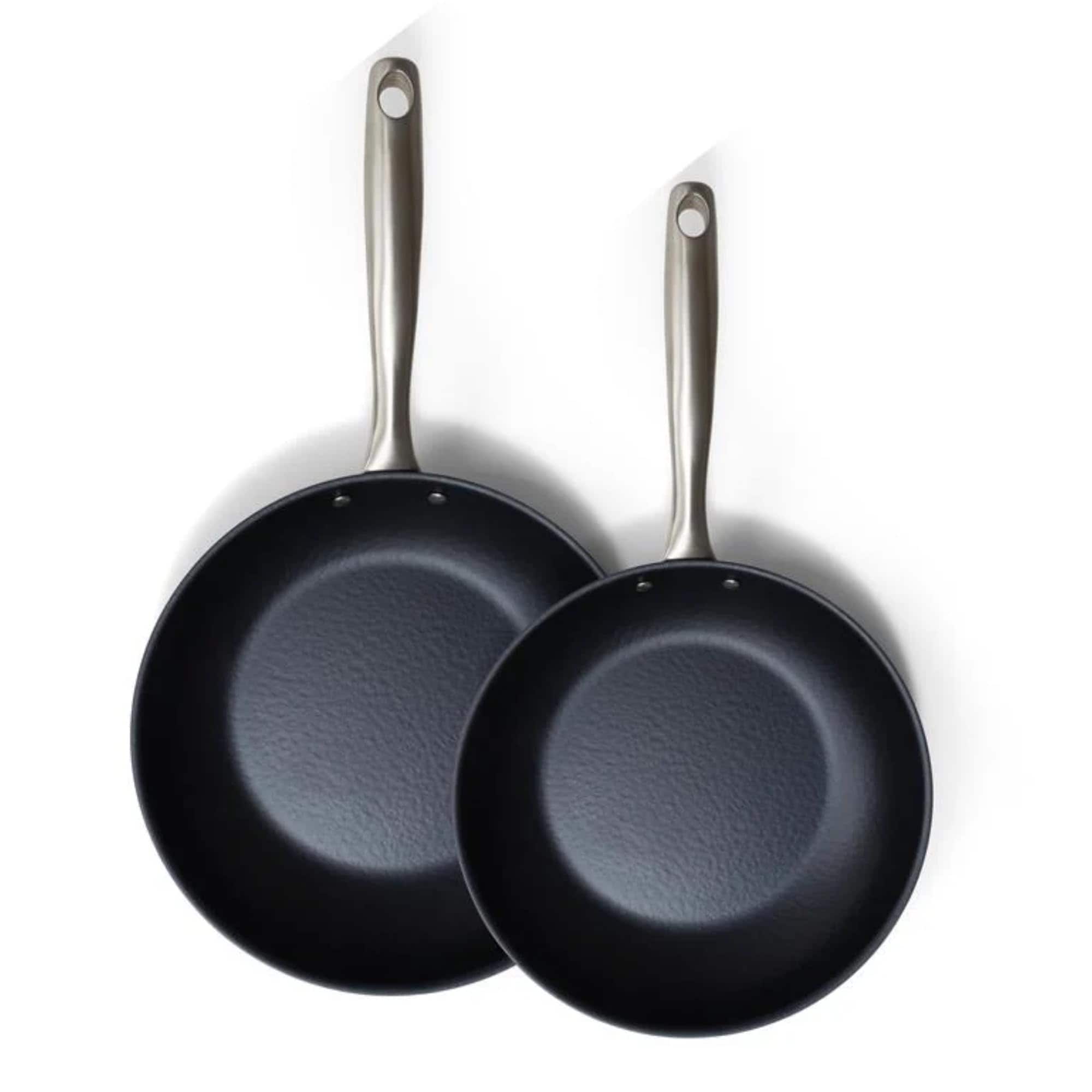 alva BG-2PC-SET Black Angus 9.5-in and 11-in Nonstick Carbon Steel Fry Pan Set Non-Toxic Pre-Seasoned Pans