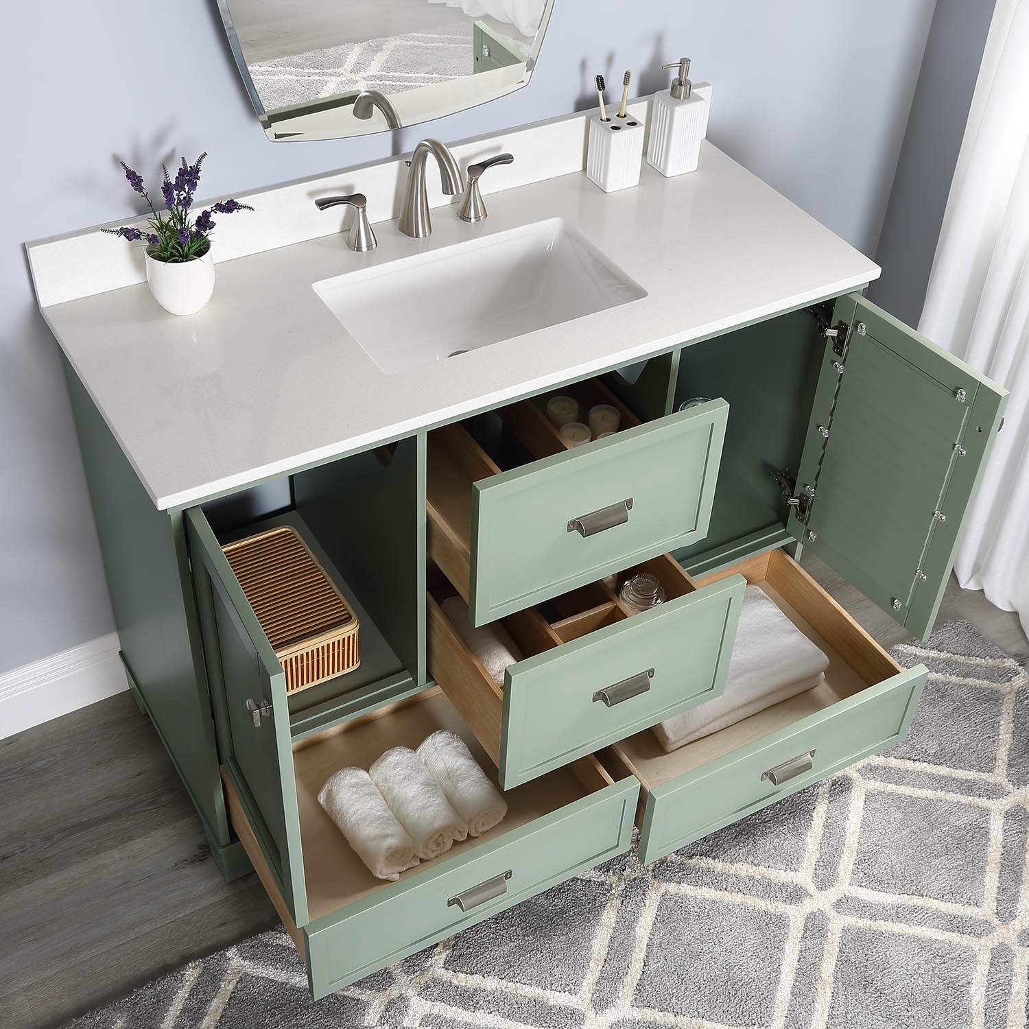 allen + roth Leeland 48-in Sea Green Undermount Single Sink Bathroom ...