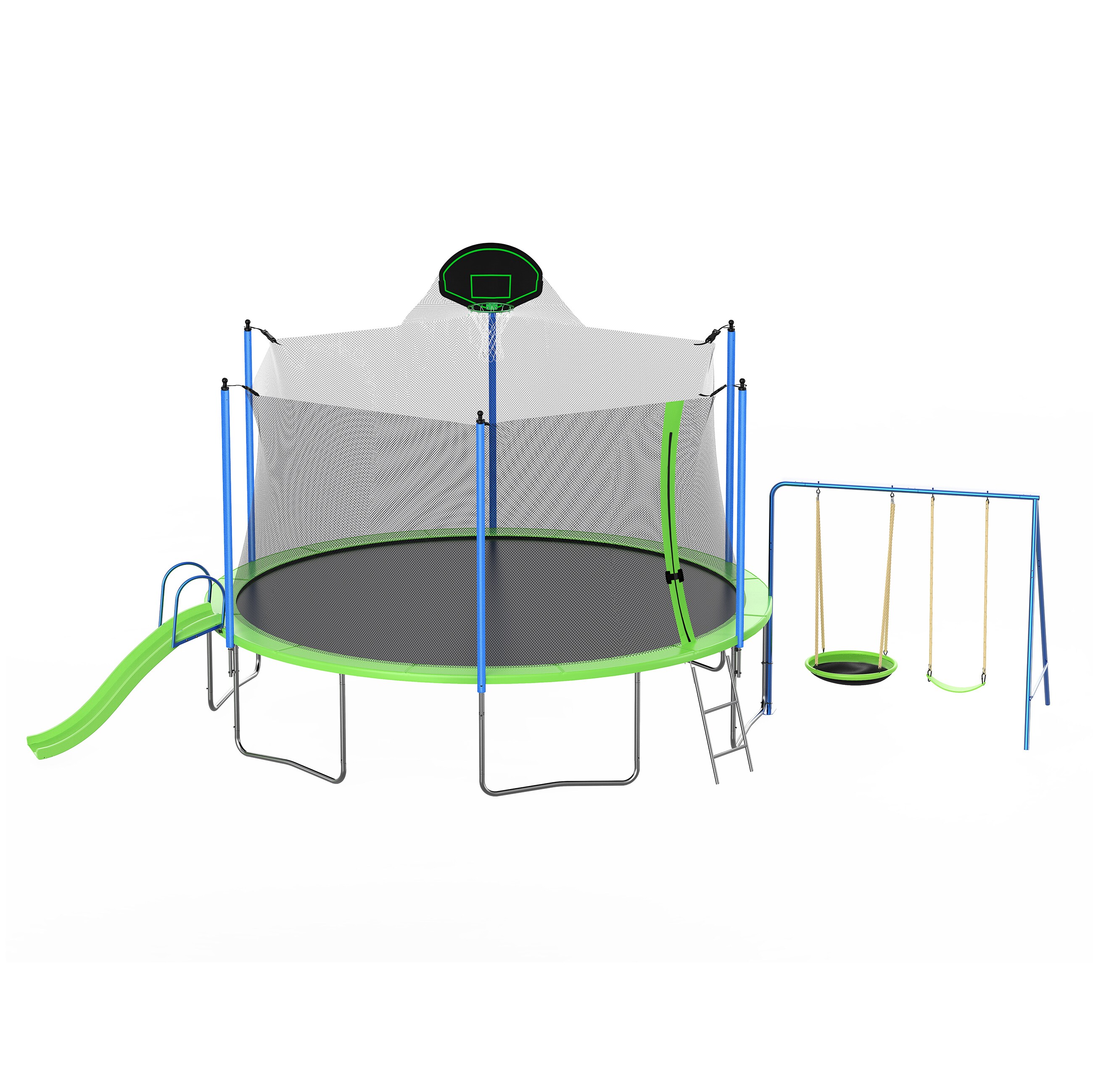 Kahomvis Trampolines 14-ft Round Backyard in Green in the Trampolines ...