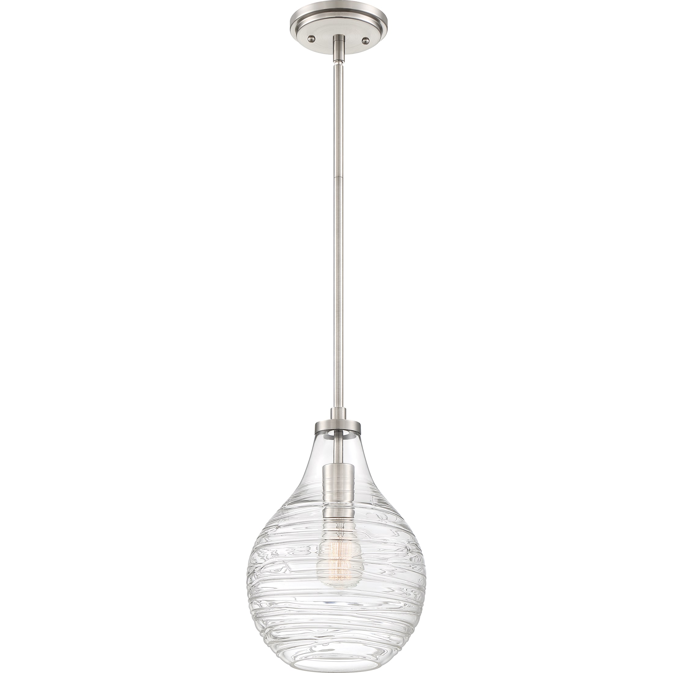 Genie Brushed Nickel Mini Pendant with Clear Glass Shade