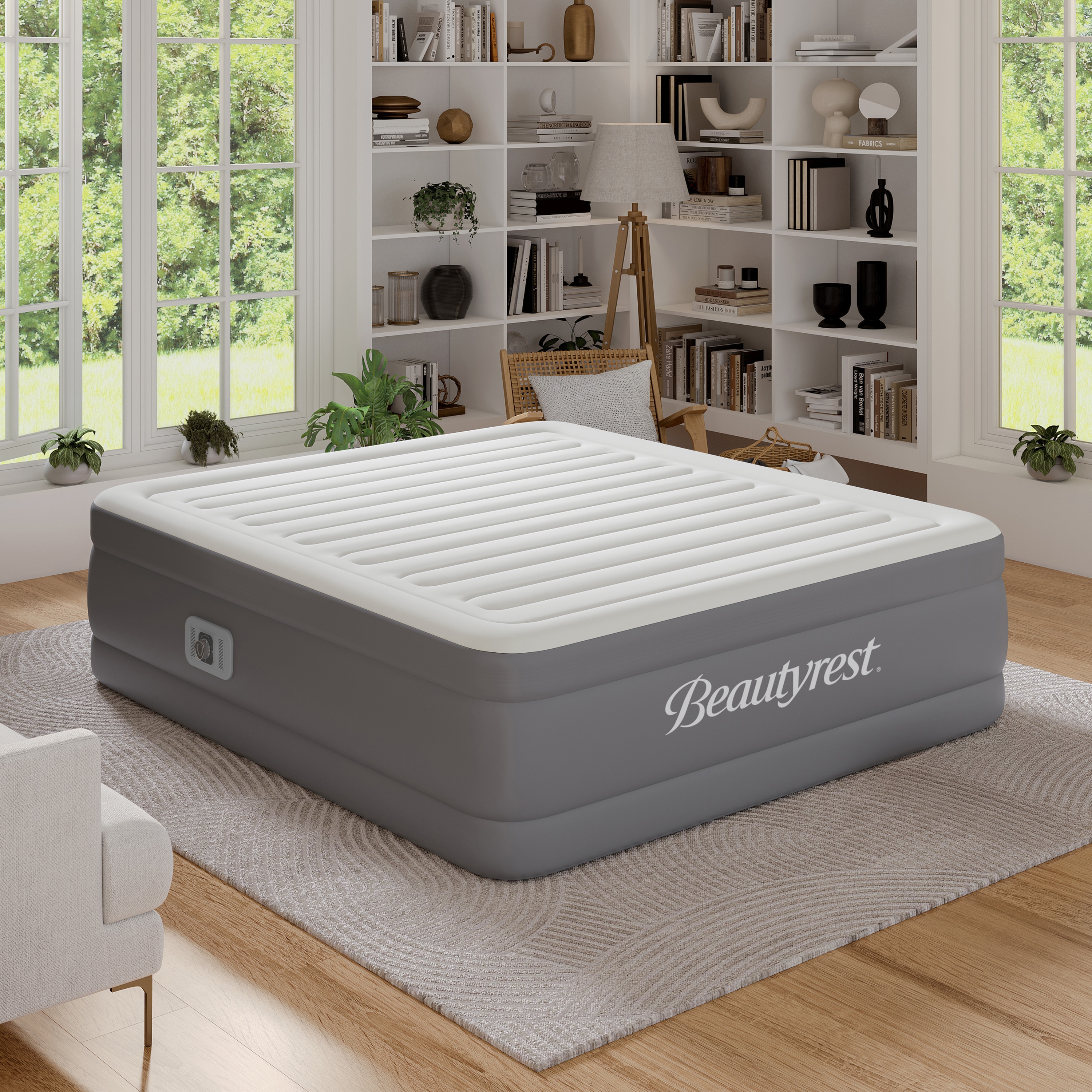 Beautyrest  EVERFIRM 24 inch Queen Air Mattress with 3 Comfort Settings - Quiet Dual Pump Maintains Firmness- Cooling Breathable Top