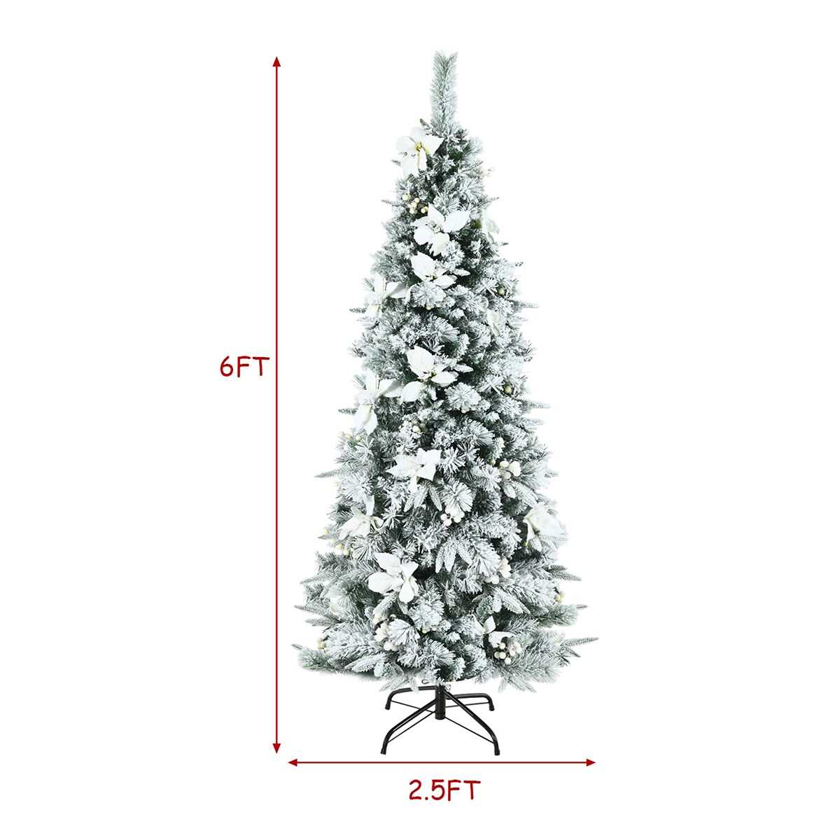 WELLFOR 6-ft Pencil Flocked Artificial Christmas Tree in the Artificial ...