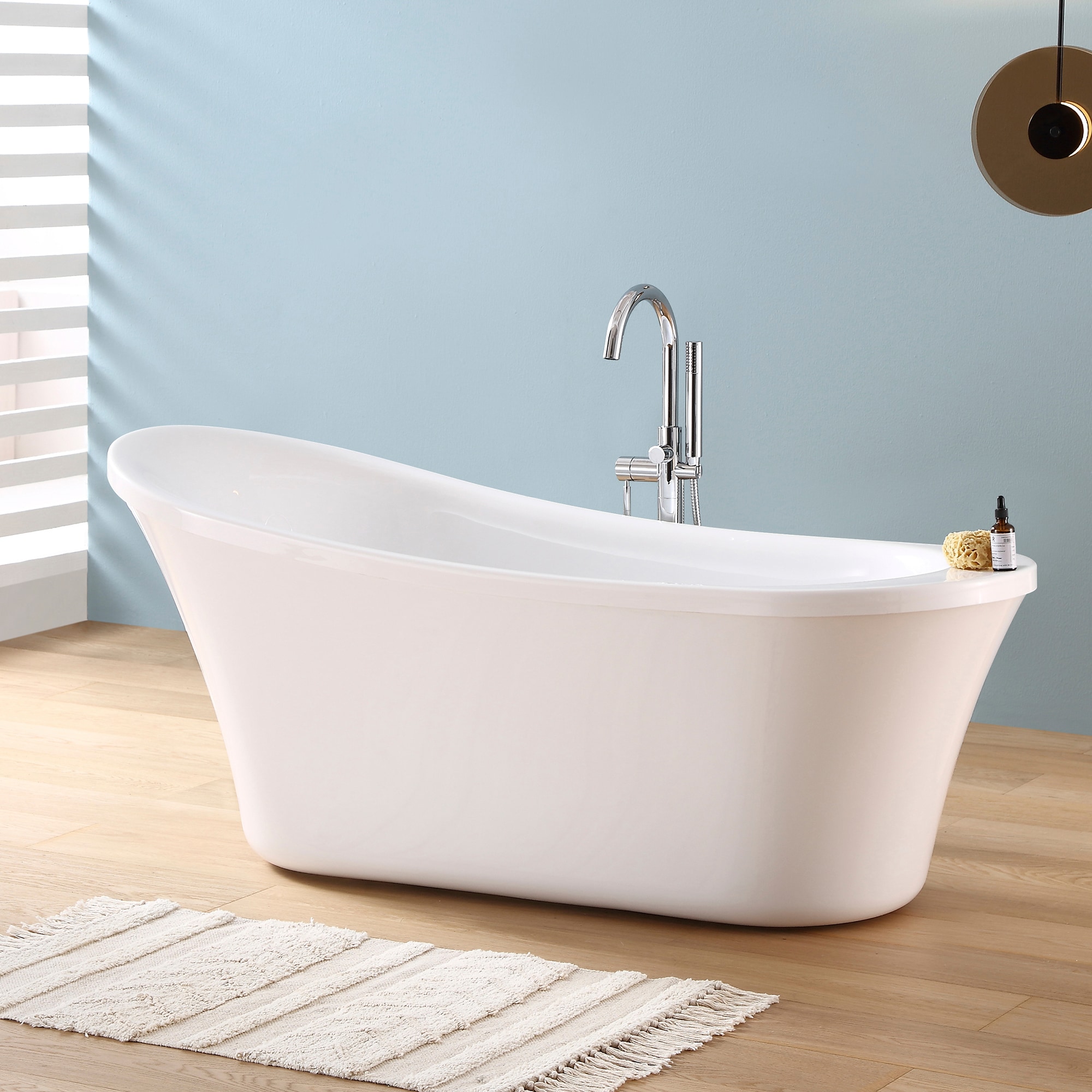 Ruby 65'' White Acrylic Freestanding Slipper Bathtub