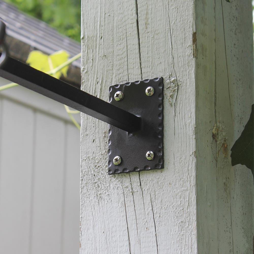 Black Wrought Iron Wall Bracket Set with Curved Hooks